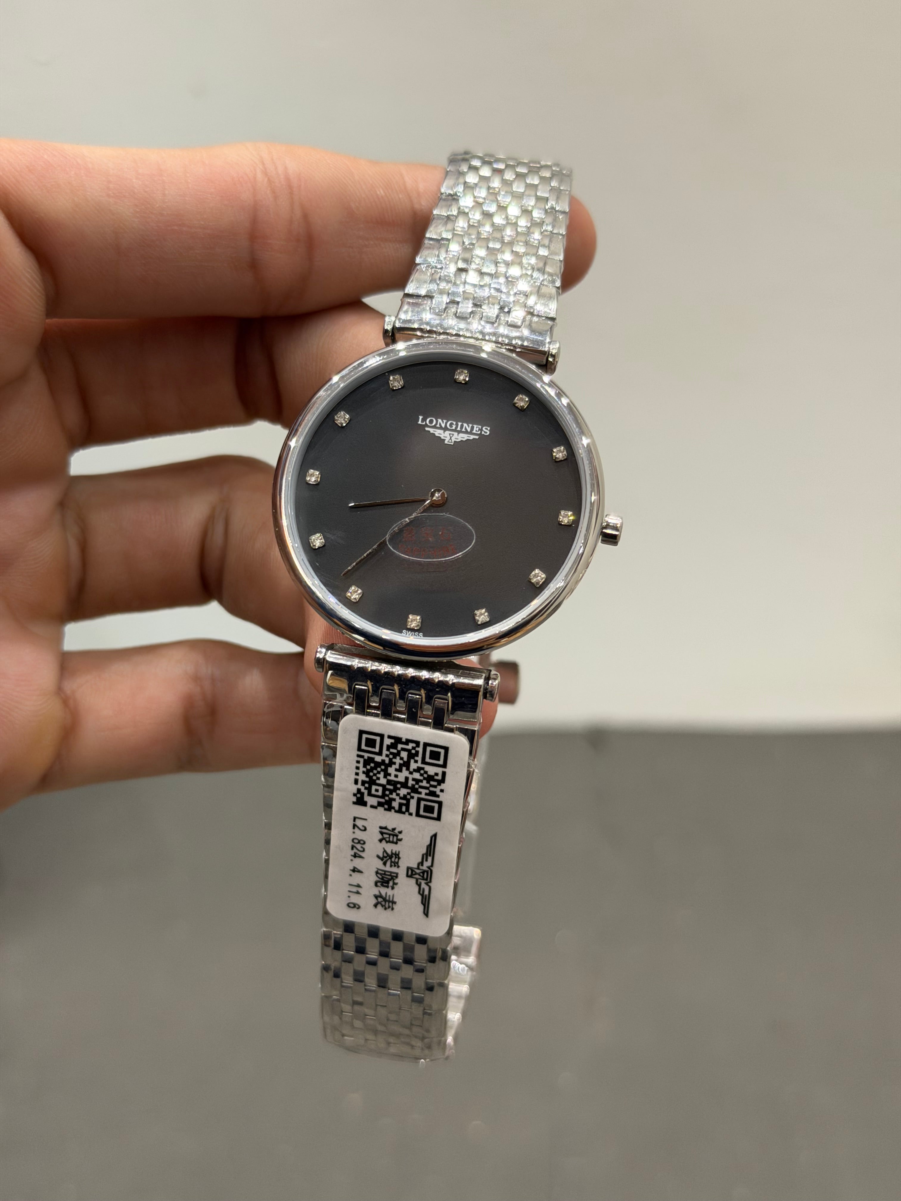 NEW COLLECTION SILVER WITH BLACK DIAL CHAIN WATCH