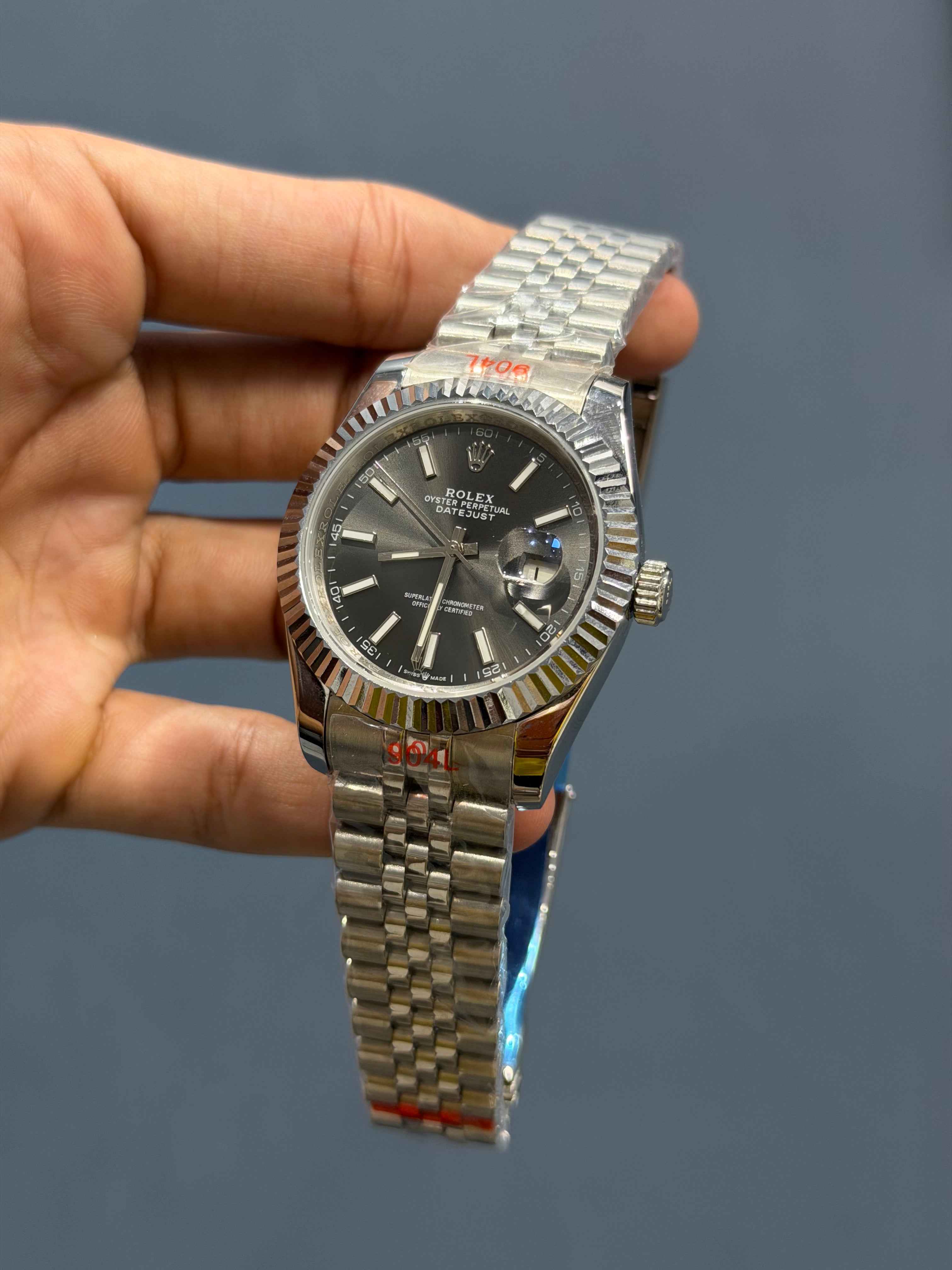 NEW COLLECTION 40 SILVER WITH GREY DIAL INDEX FIGURE & FLUTED BEZEL ZR FACTORY