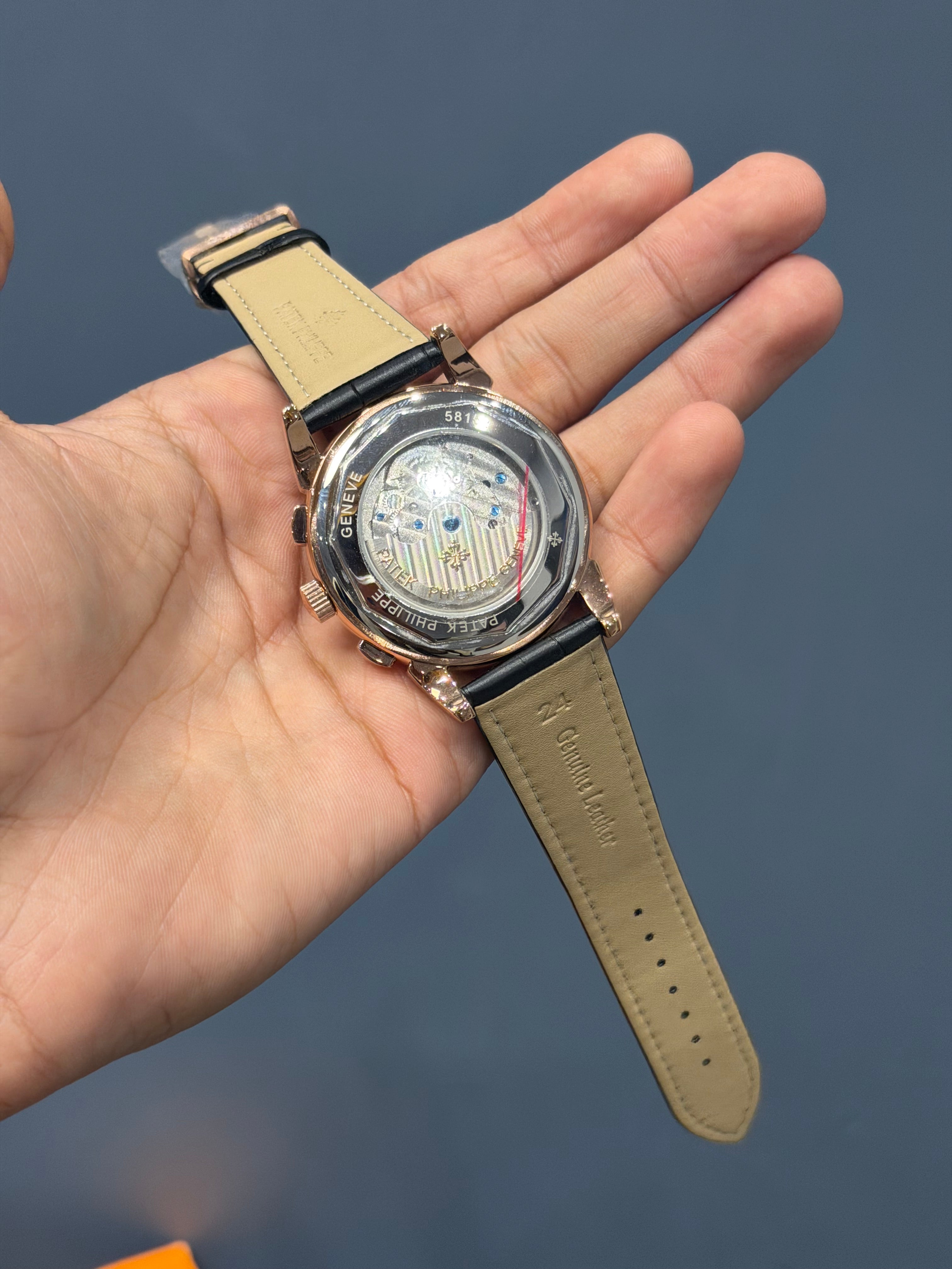 NEW COLLECTION CHRONOGRAPH ROSE CASE WITH INDEX WHITE DIAL & LEATHER STRAP
