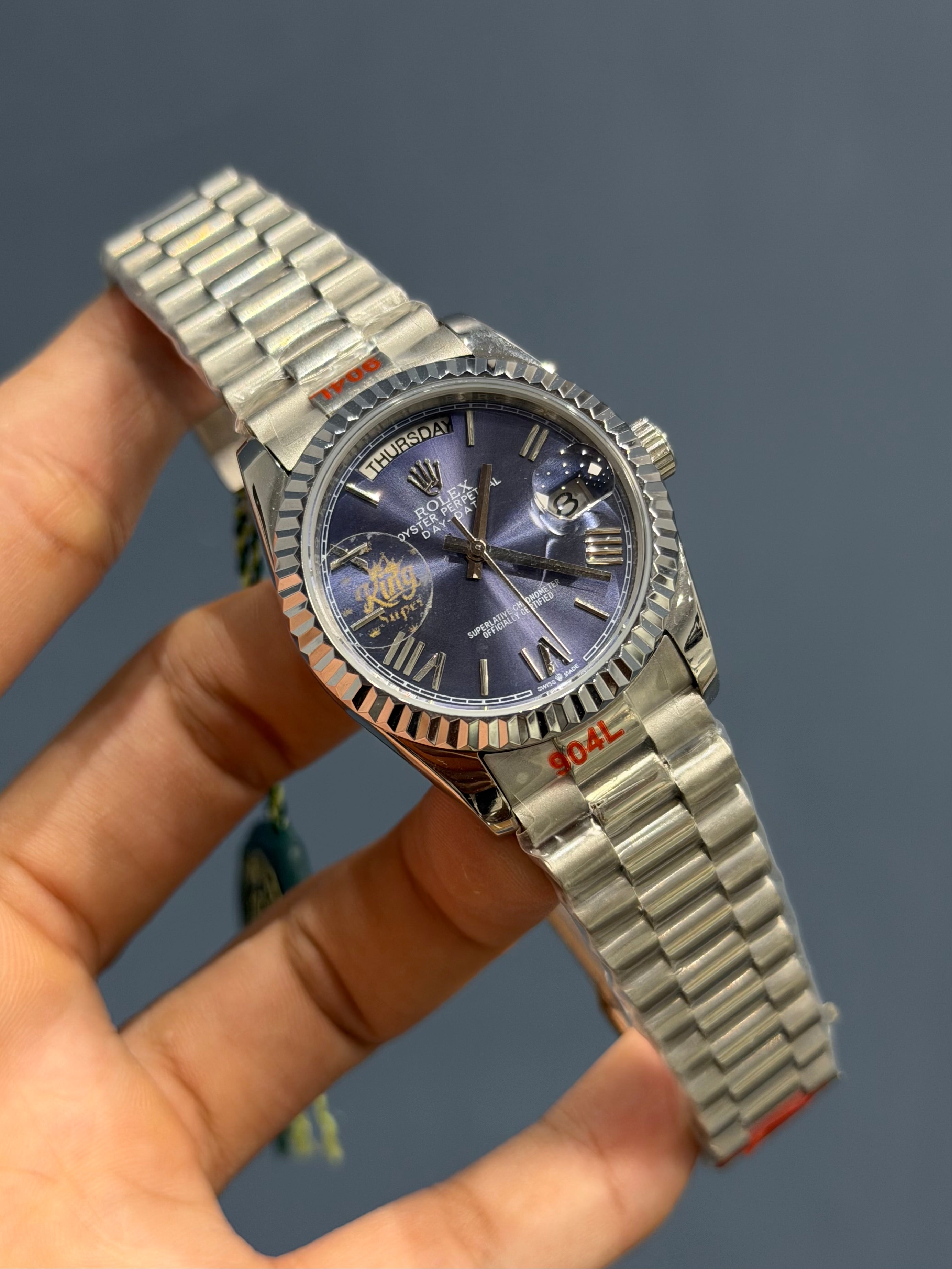 NEW COLLECTION 36 SILVER WITH BLUE DIAL FLUTED BEZEL AUTOMATIC WATCH YZ FACTORY