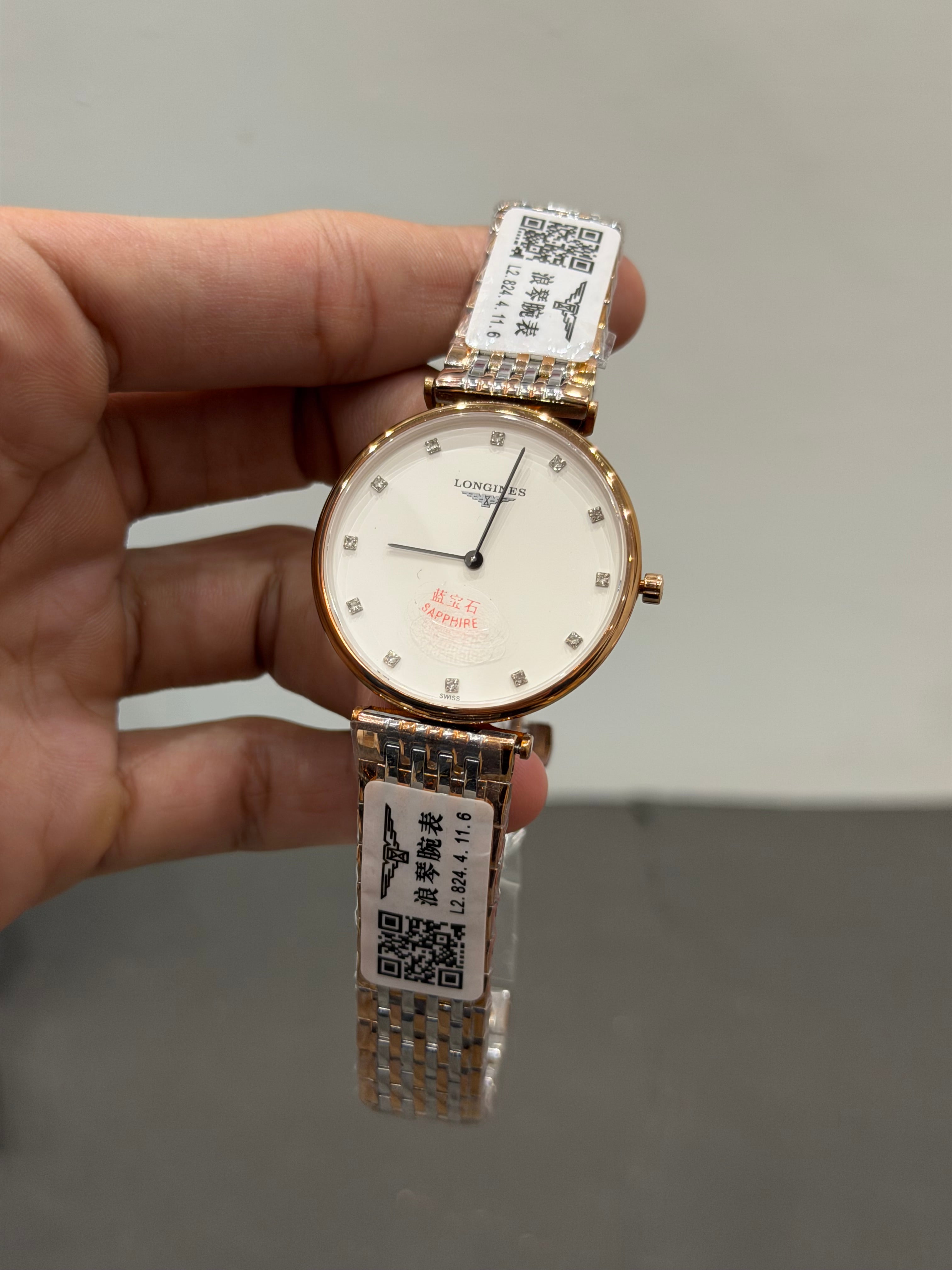 NEW COLLECTION TWO TONE ROSE GOLD WITH WHITE DIAMOND DIAL CHAIN WATCH
