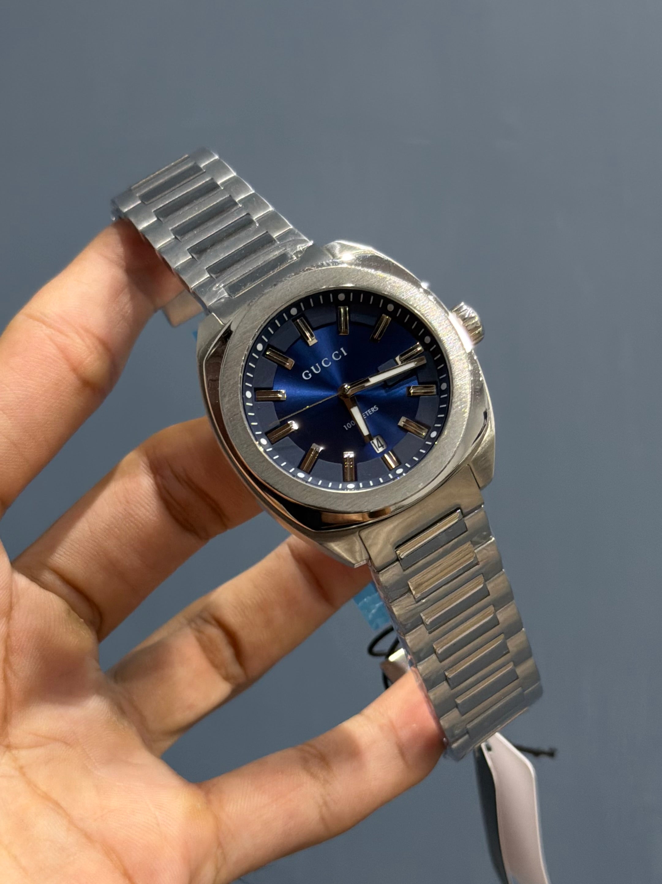 NEW COLLECTION SILVER WITH BLUE DIAL CHAIN WATCH