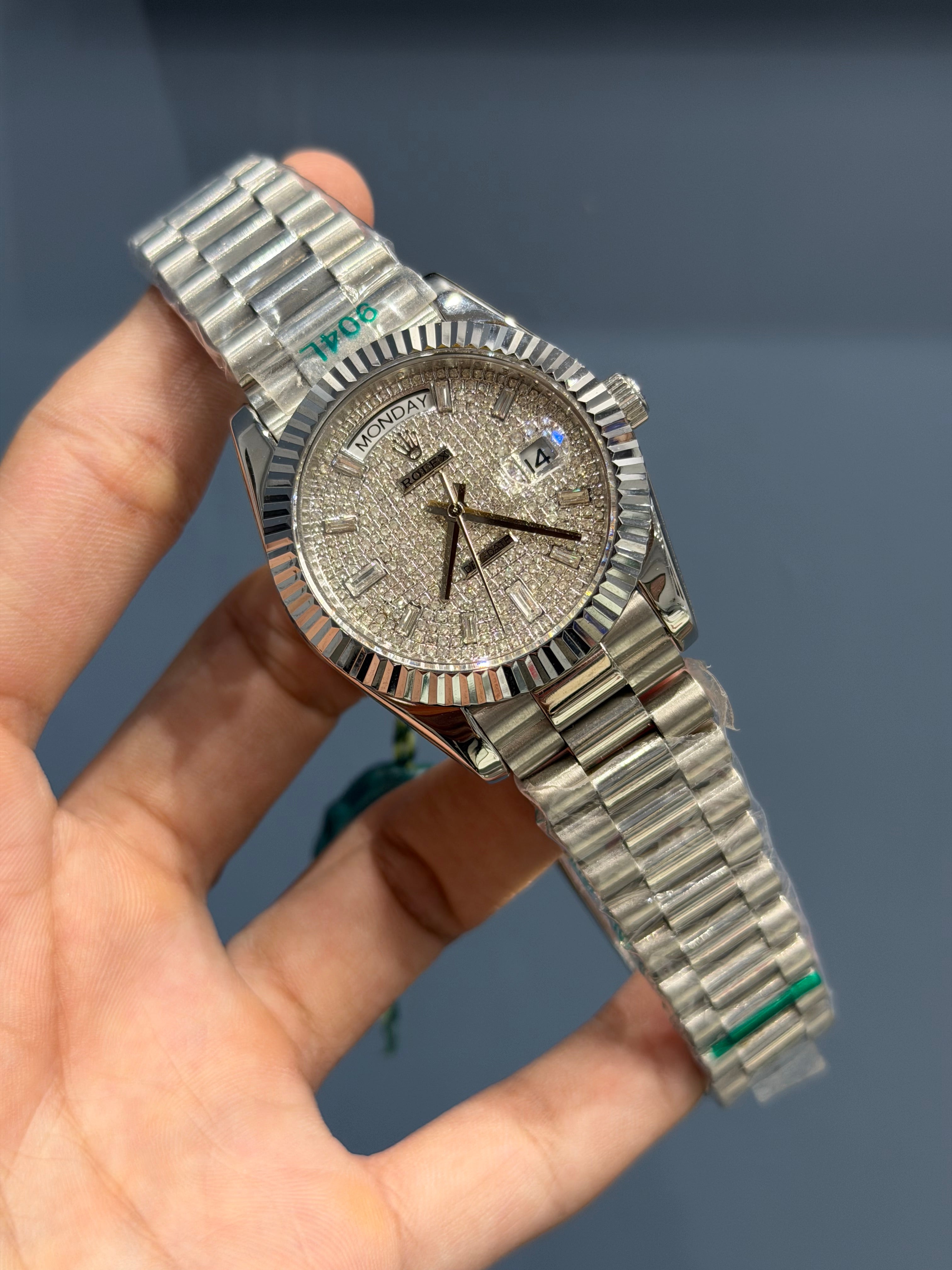 NEW COLLECTION 40MM SILVER WITH STONE DIAL INDEX FIGURE YZ MADE