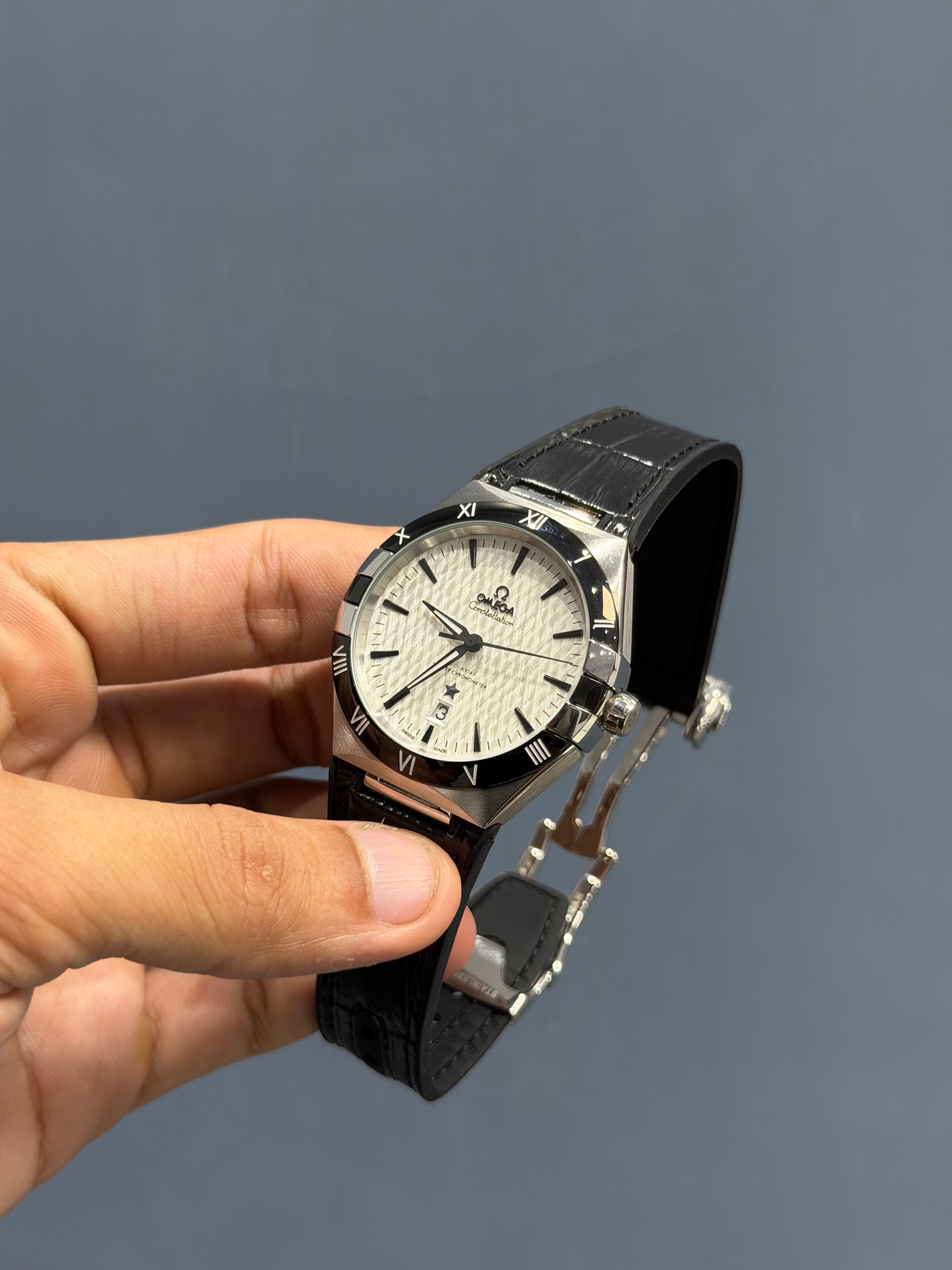 NEW COLLECTION SILVER CASE WITH WHITE TEXTURE DIAL AUTOMATIC WATCH