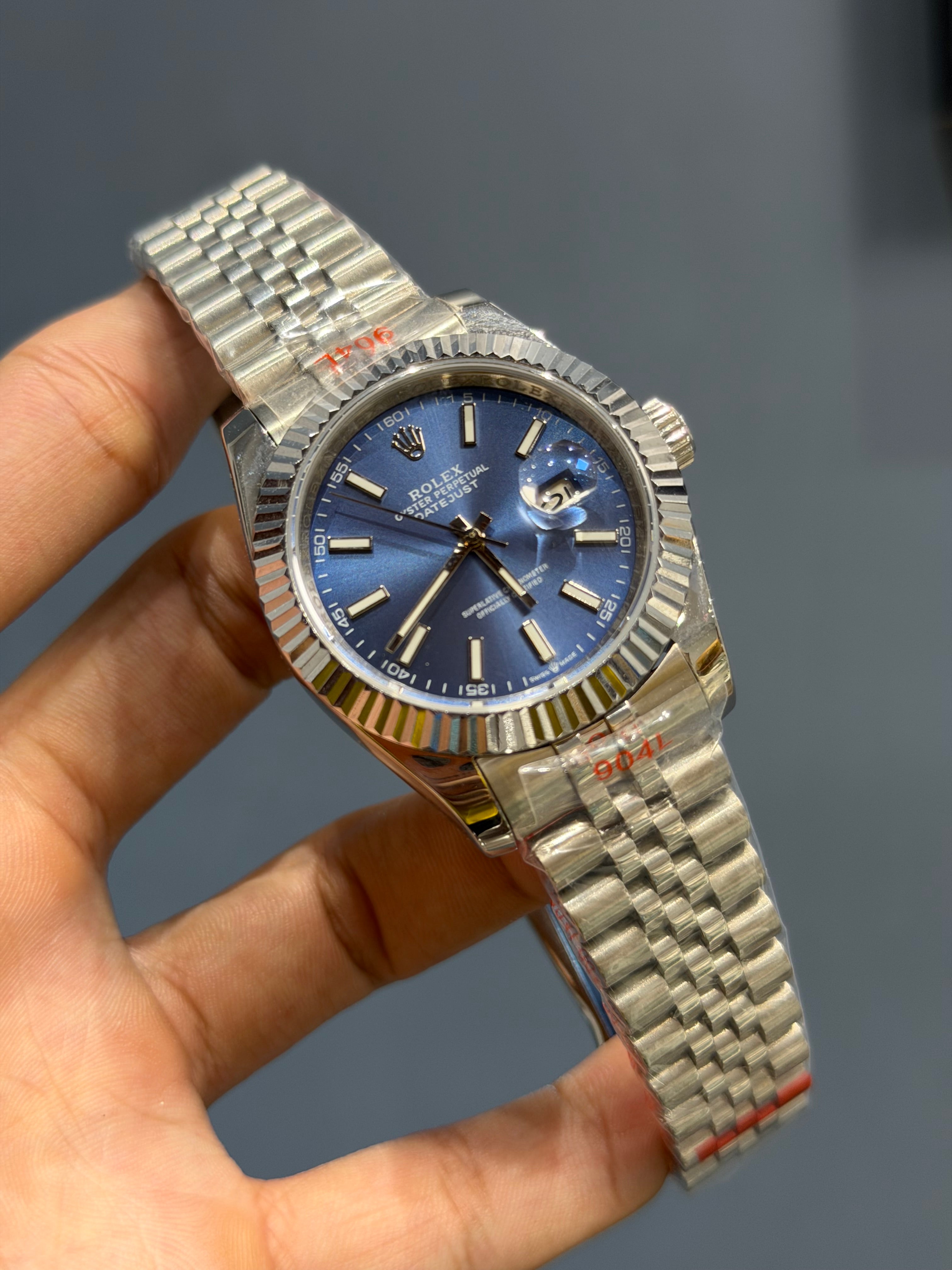 NEW COLLECTION 40 SILVER WITH BLUE DIAL INDEX FIGURE & FLUTED BEZEL ZR FACTORY