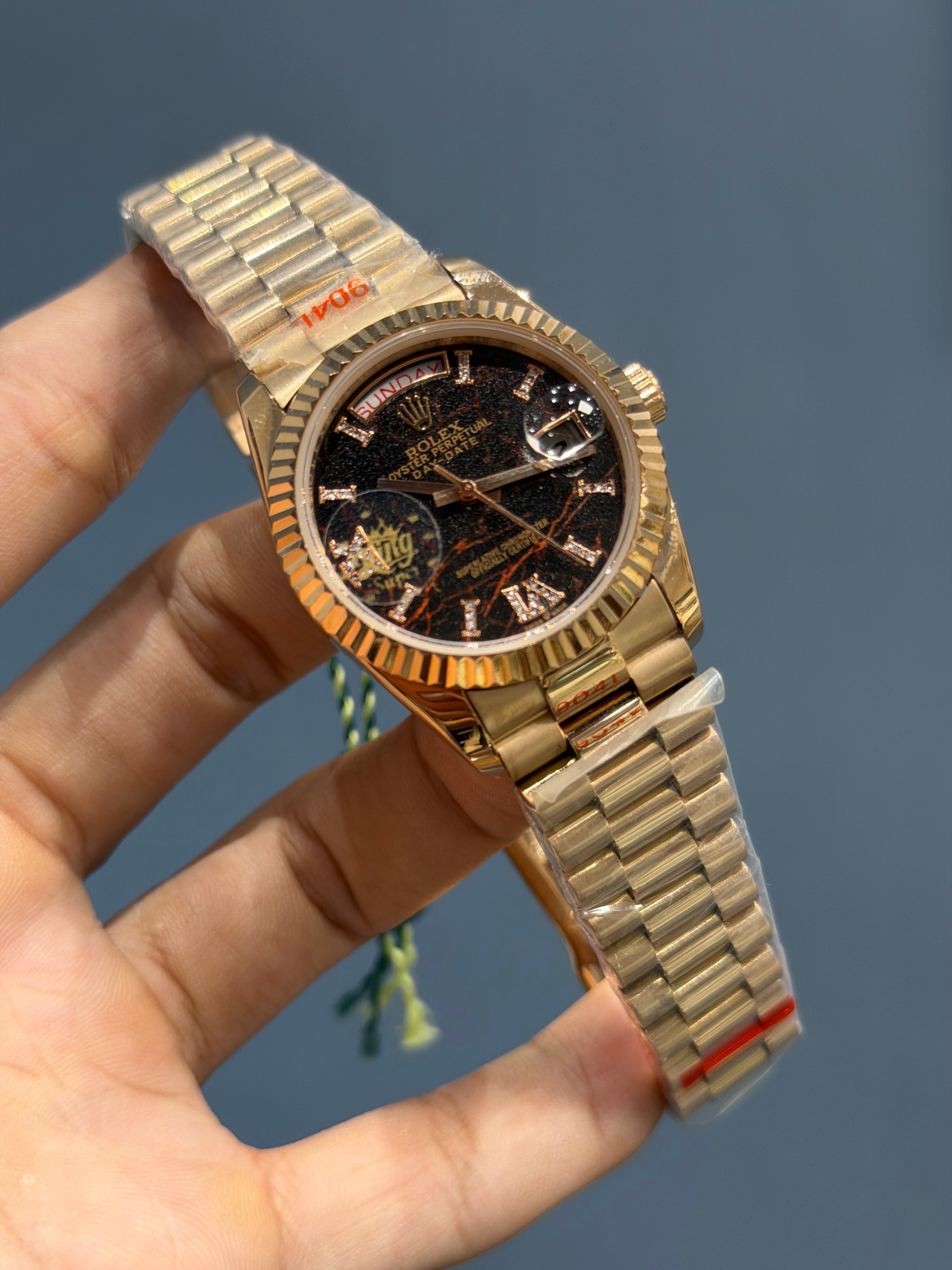 NEW COLLECTION 36 ROSE GOLD WITH BLACK MARBLE DIAL & FLUTED BEZEL YZ FACTORY