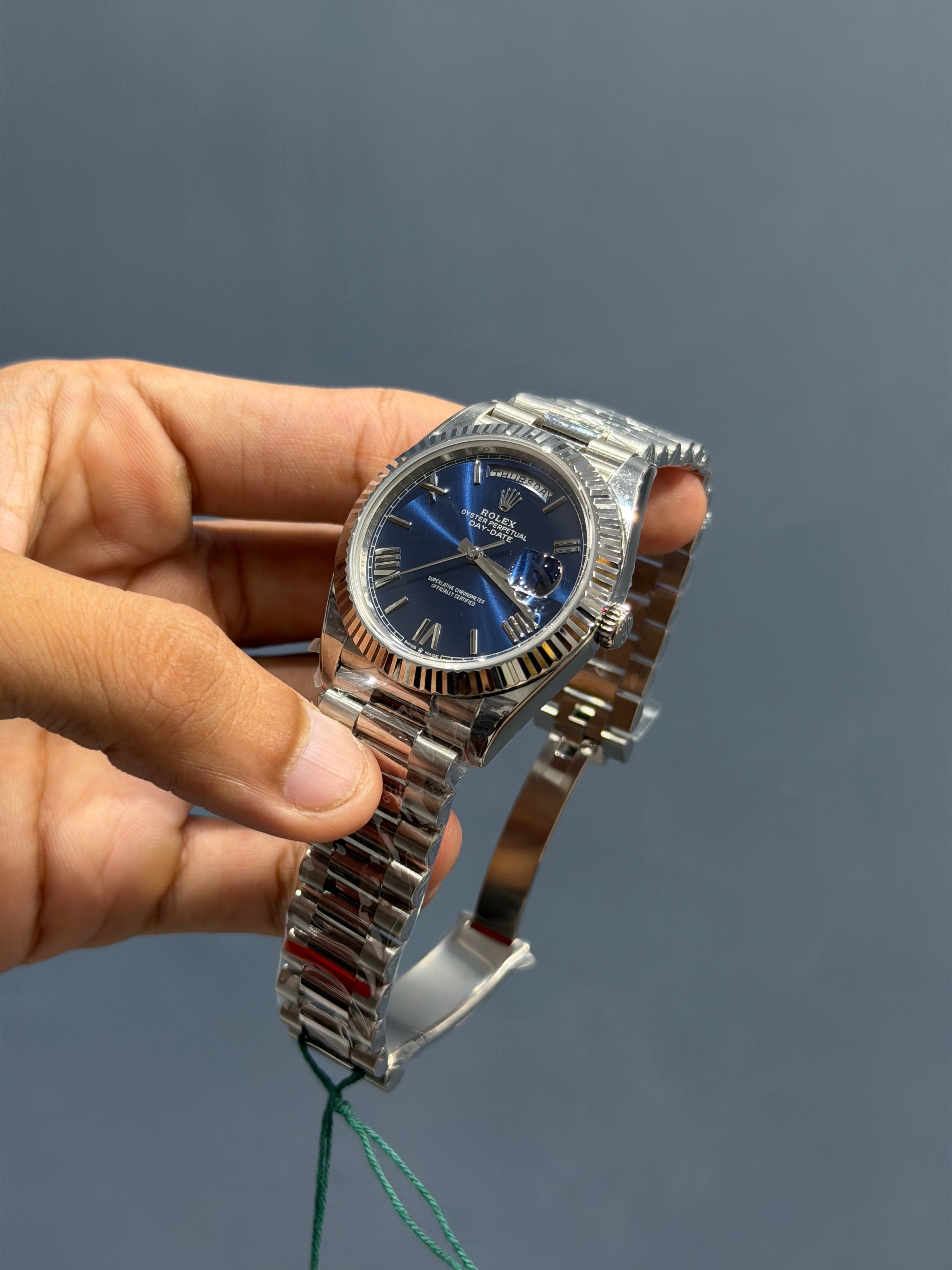 NEW COLLECTION 40 SILVER WITH BLUE DIAL AUTOMATIC WATCH BP MADE