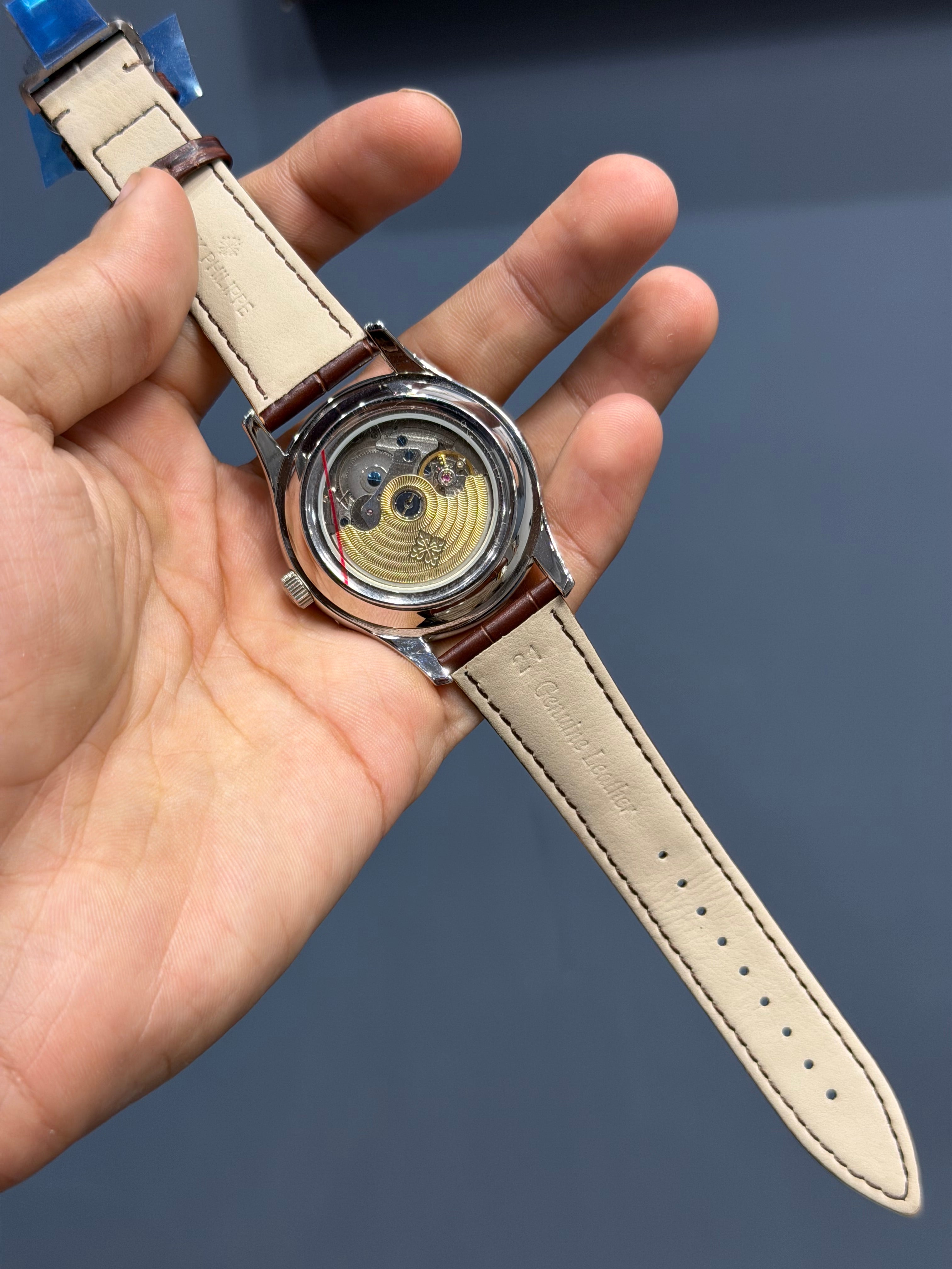 NEW COLLECTION MOON PHASE SILVER CASE WITH BROWN DIAL & LEATHER STRAP
