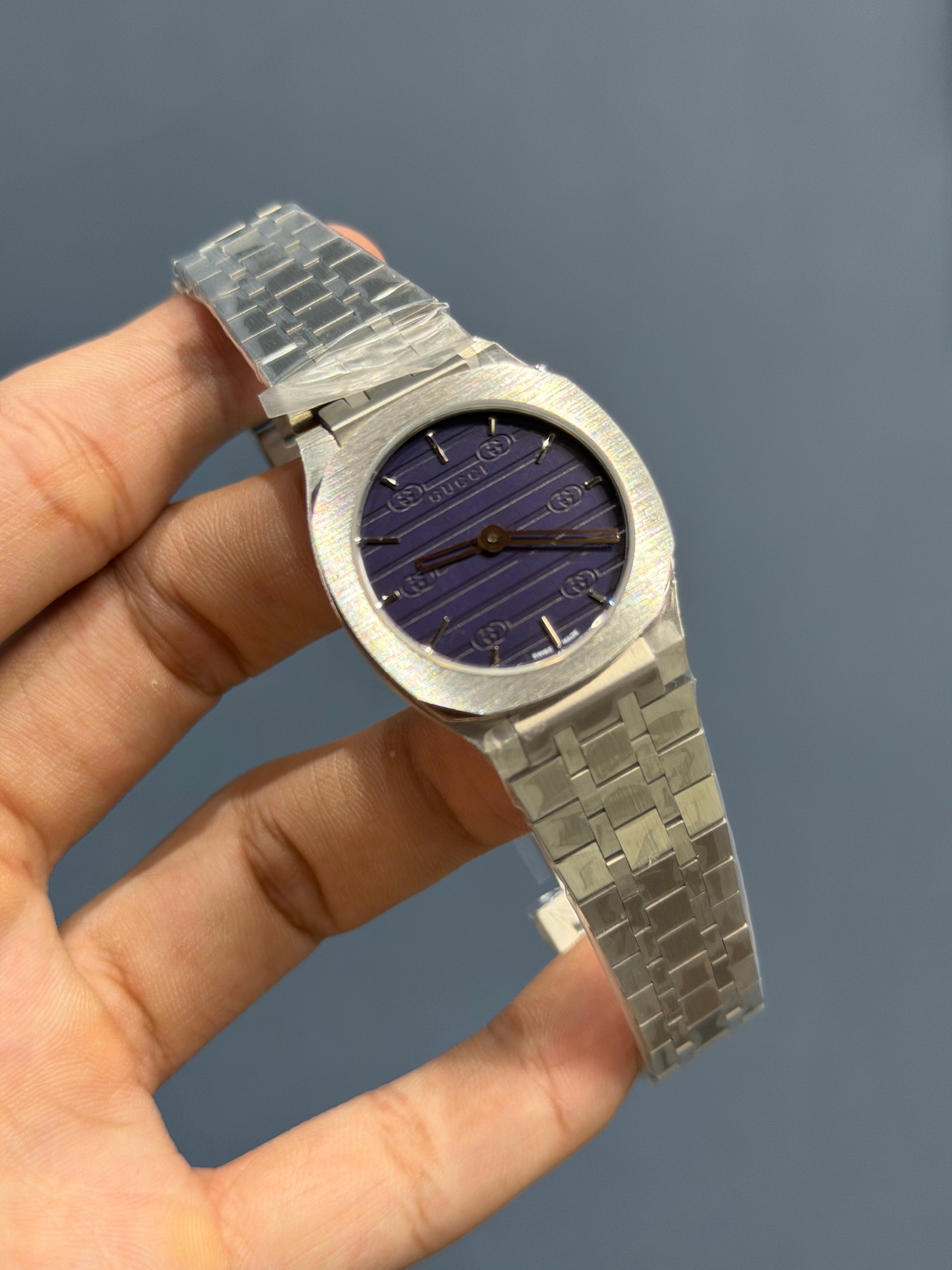 NEW COLLECTION ALL SILVER WITH PURPLE DIAL LADIES WATCH