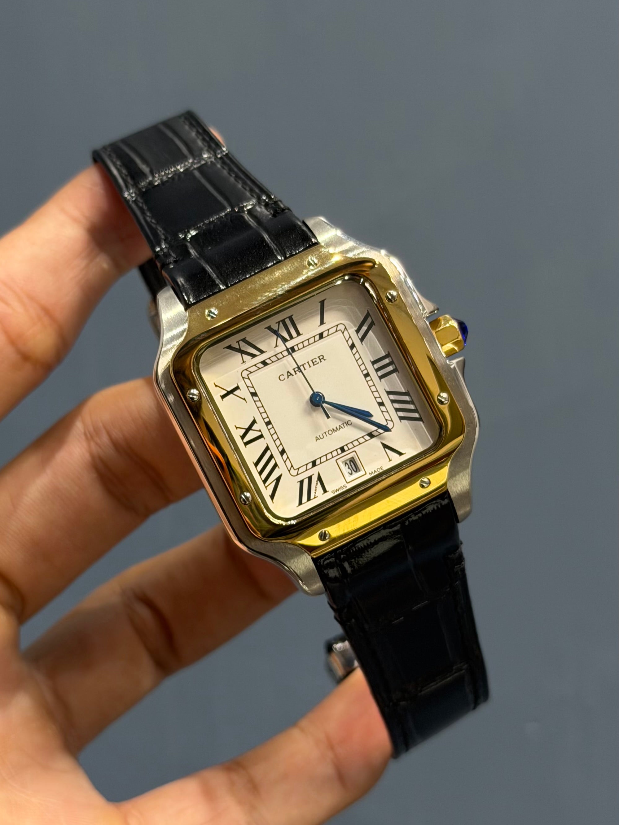 NEW COLLECTION YELLOW TWOTONE CASE WITH WHITE DIAL & BLACK LEATHER STRAP