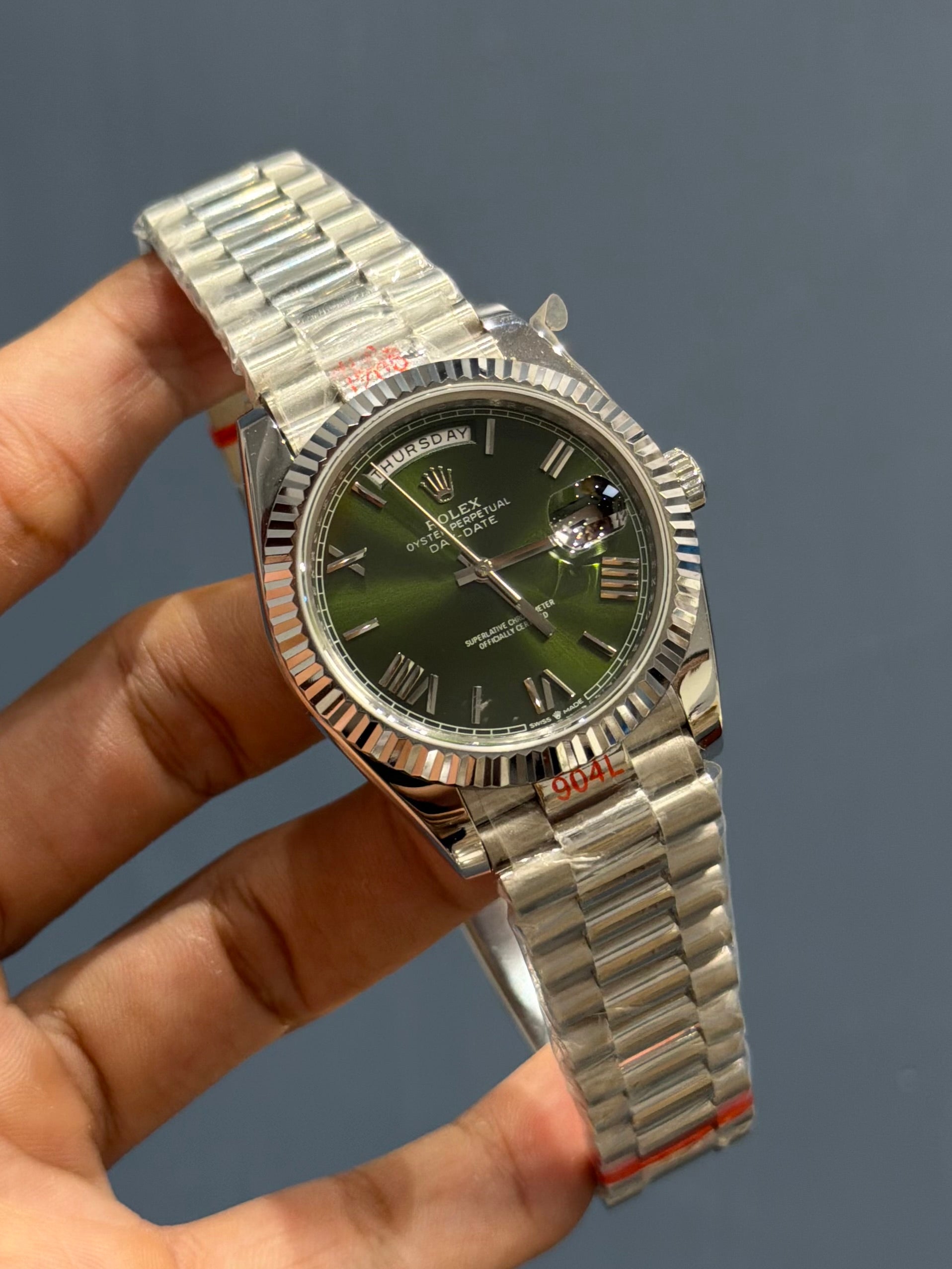 NEW COLLECTION 40 SILVER WITH GREEN DIAL AUTOMATIC WATCH OZ MADE