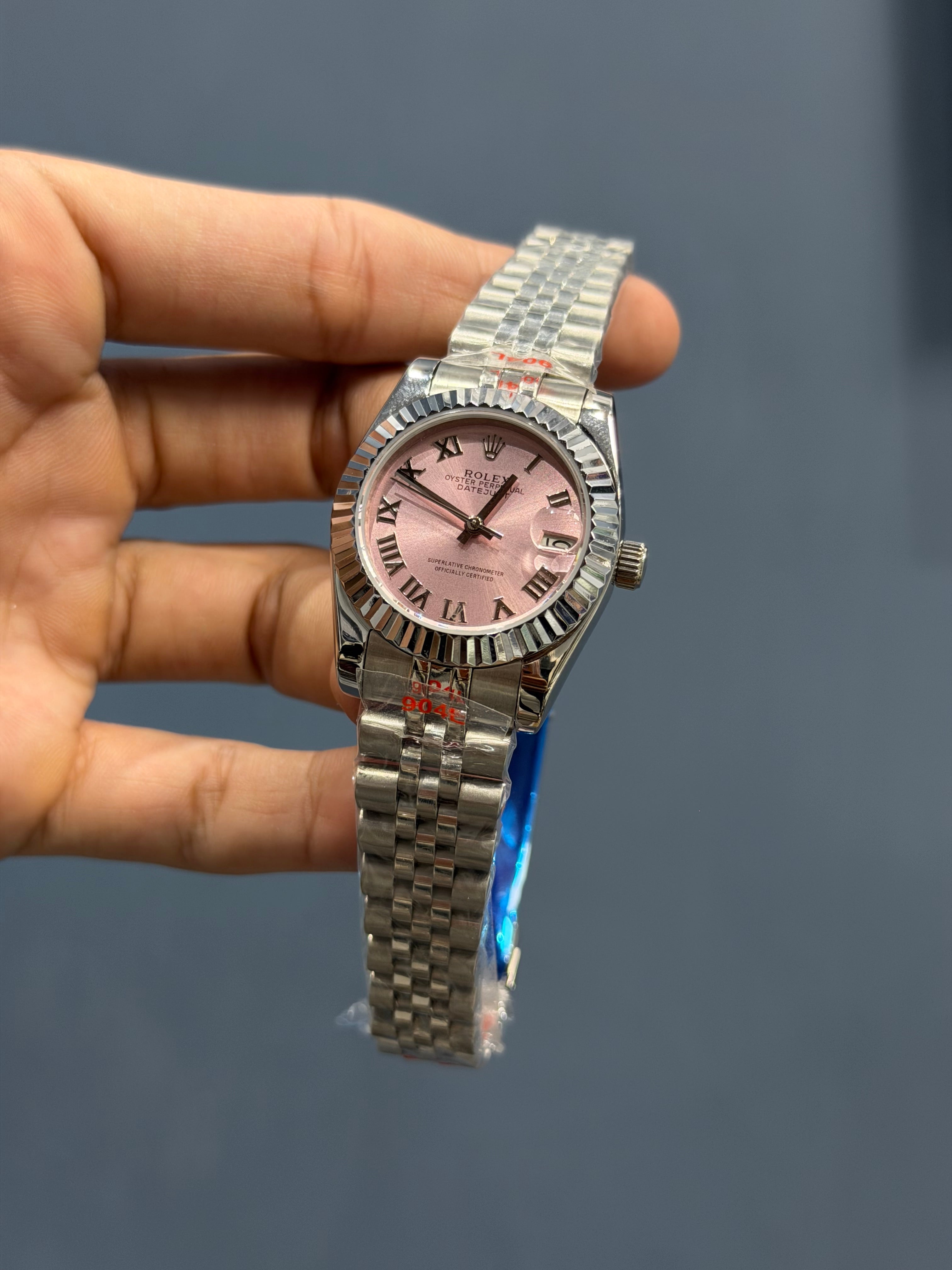 NEW COLLECTION 31 SILVER WITH PINK DIAL FLUTTED BEZEL AUTOMATIC WATCH