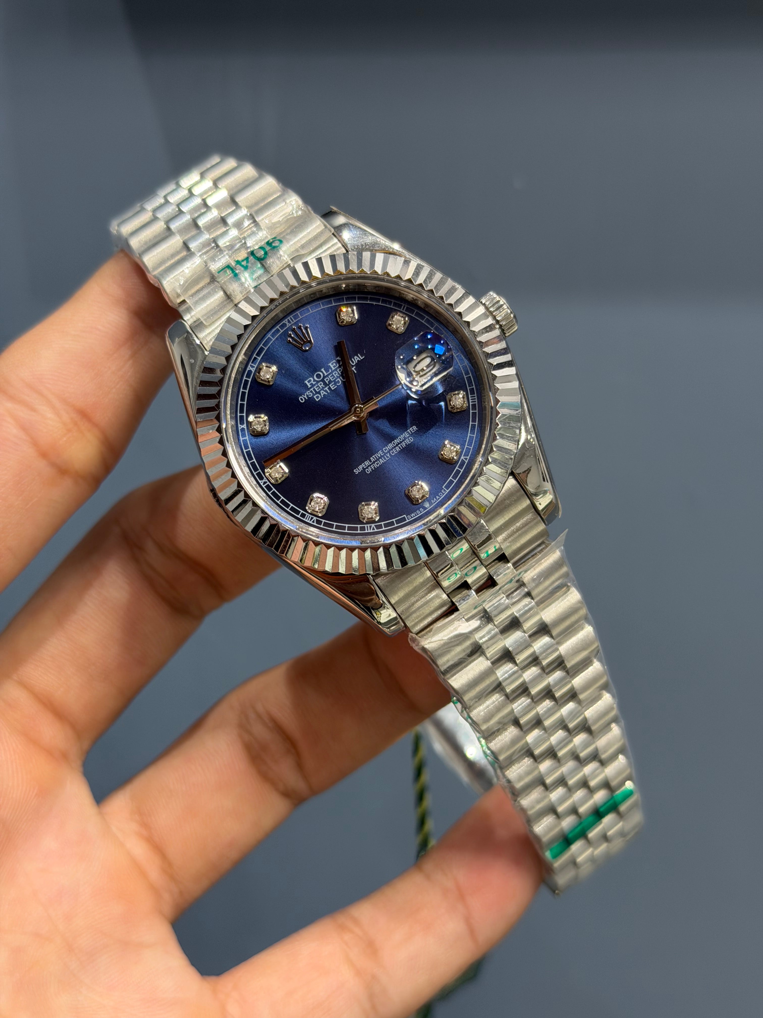 NEW COLLECTION 40 SILVER WITH DARK BLUE DIAL & FLUTED BEZEL YZ FACTORY