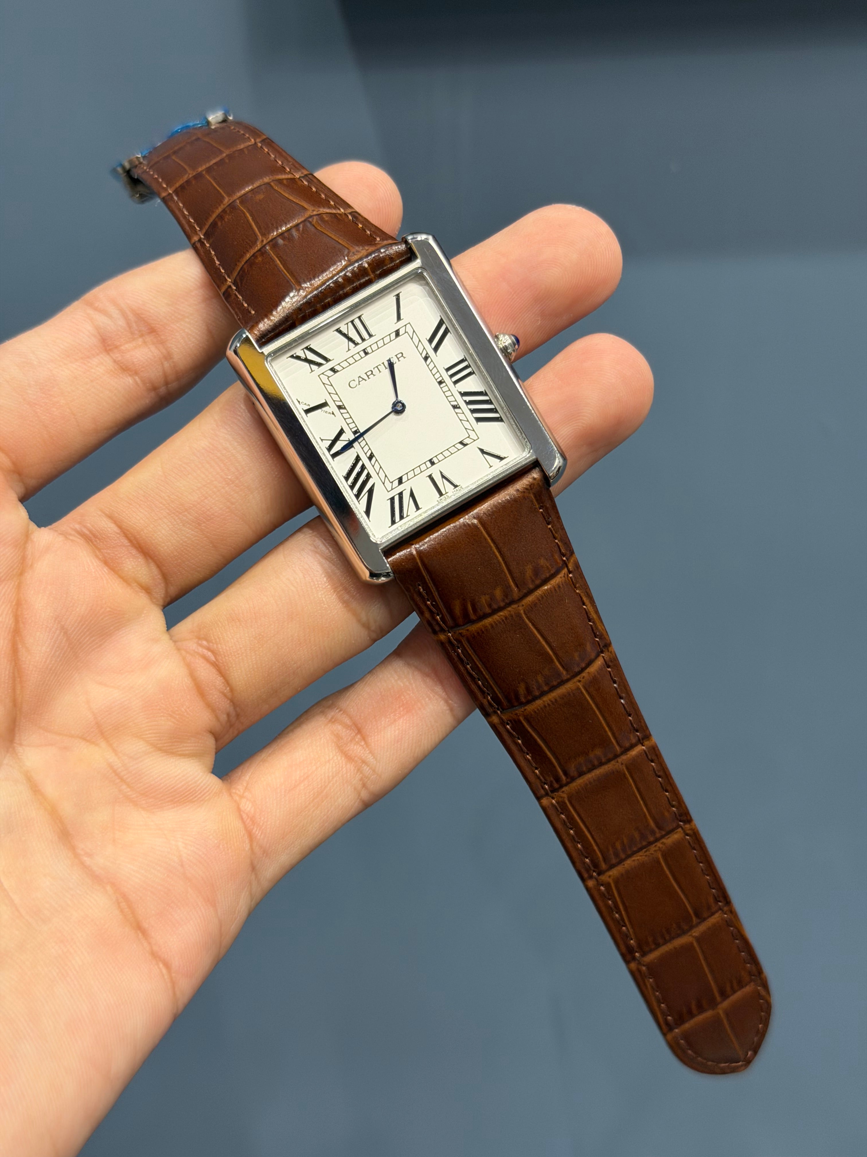 NEW COLLECTION SILVER CASE WITH WHITE DIAL & BROWN LEATHER STRAP WATCH