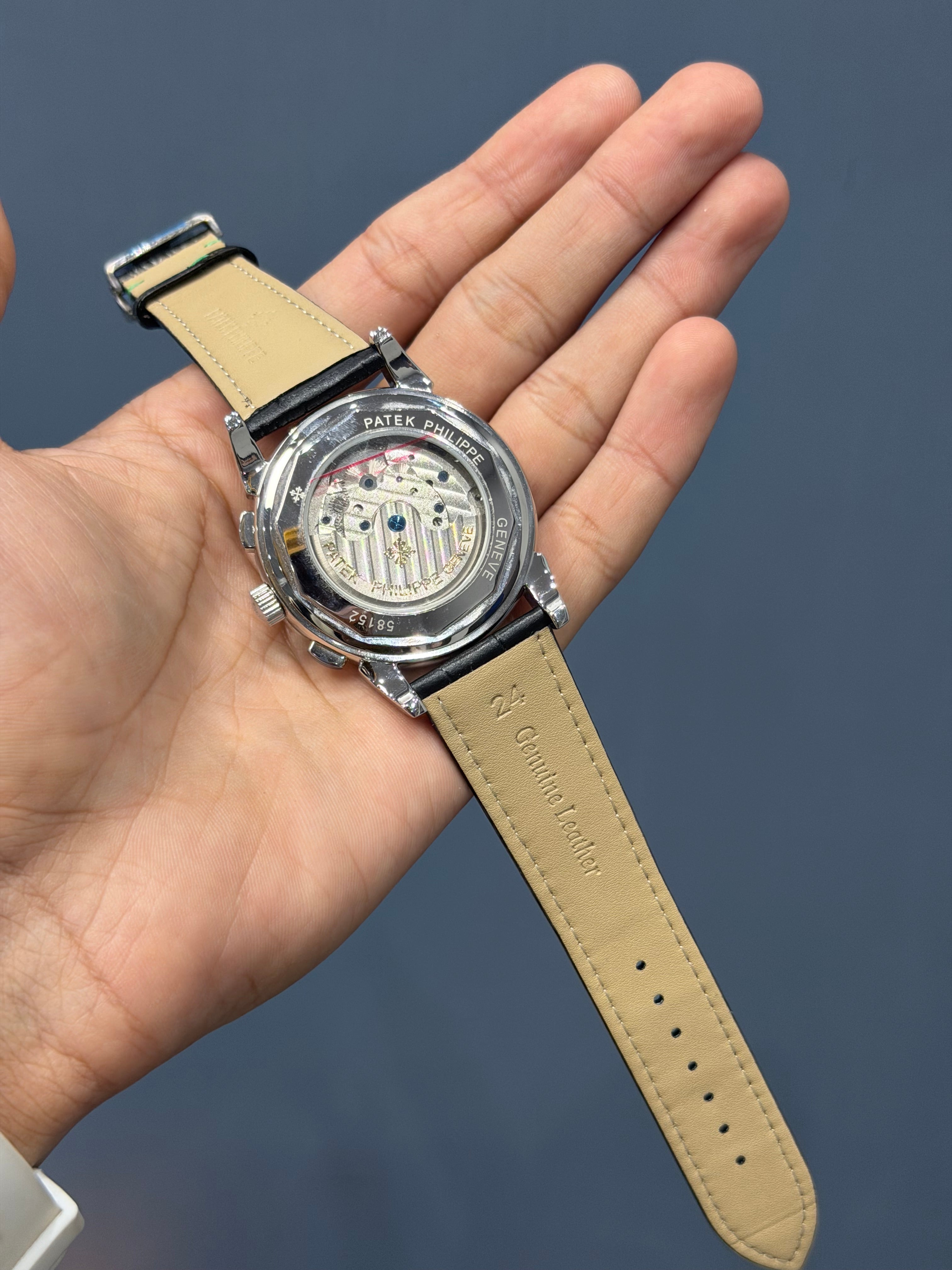 NEW COLLECTION CHRONOGRAPH SILVER CASE WITH INDEX GREEN DIAL & LEATHER STRAP