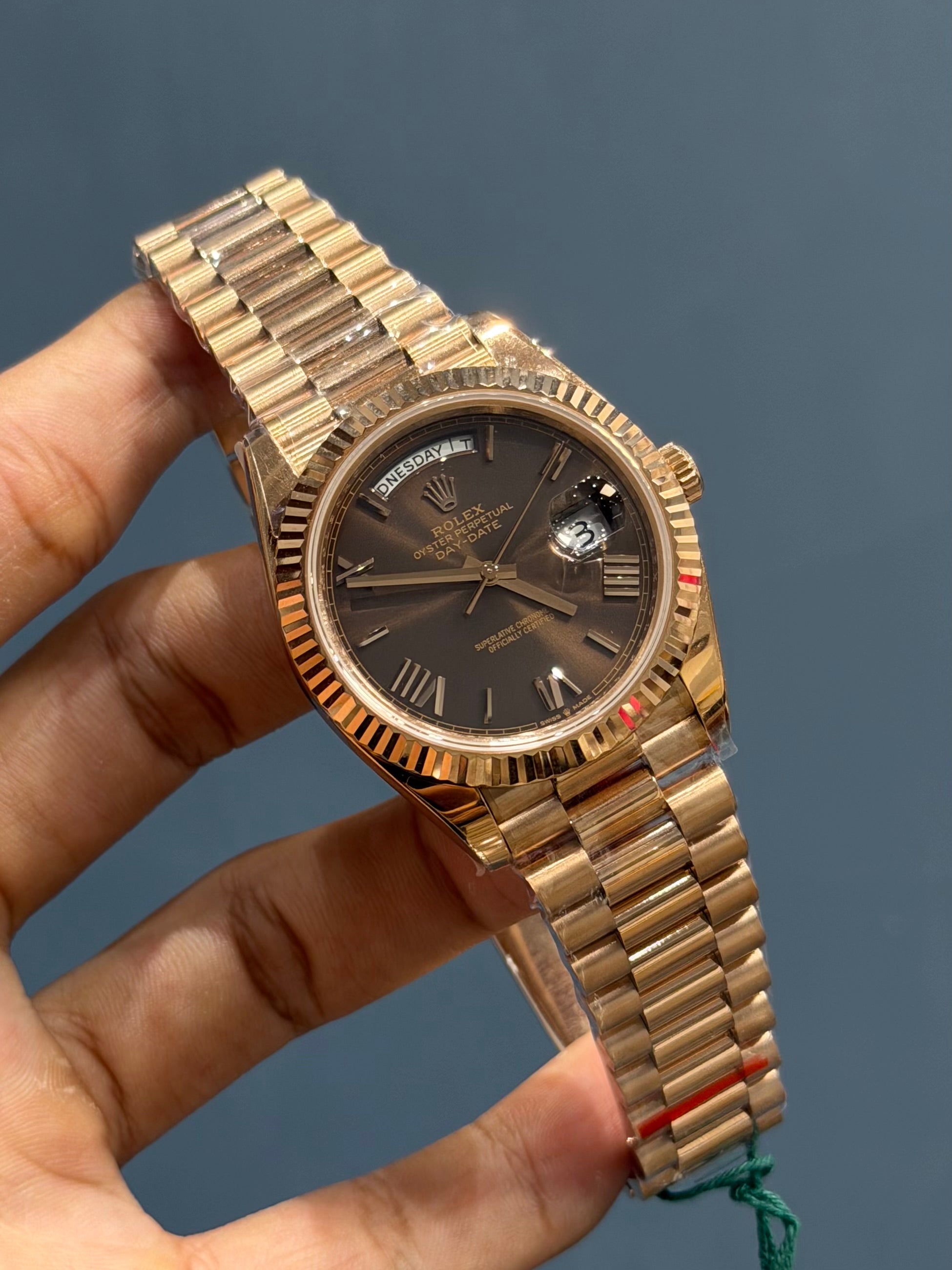 NEW COLLECTION 40 ROSE GOLD WITH CHOCO DIAL & FLUTED BEZEL AUTOMATIC WATCH BP MADE