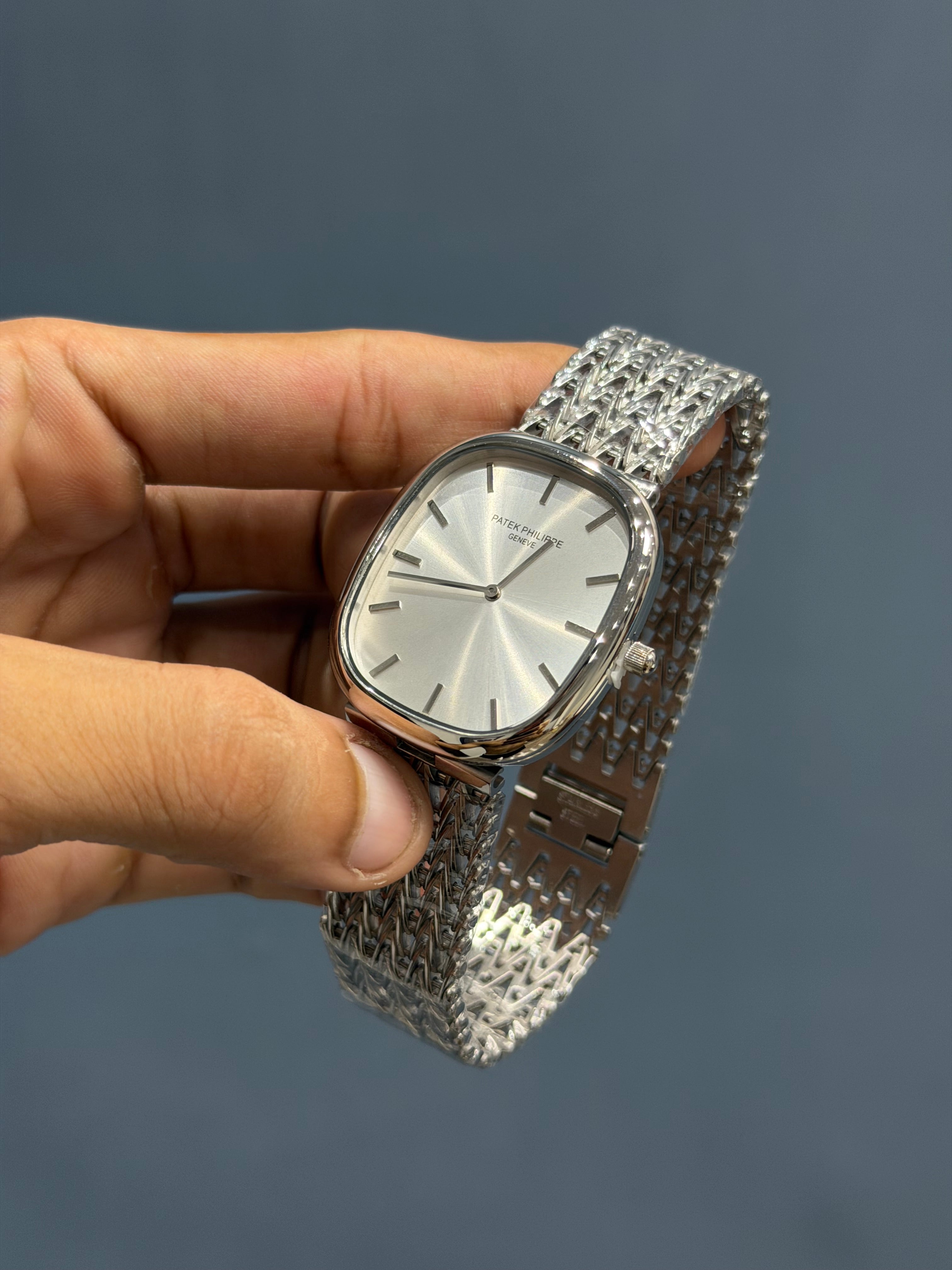 NEW COLLECTION SQUARE SILVER WITH WHITE DIAL CHAIN WATCH