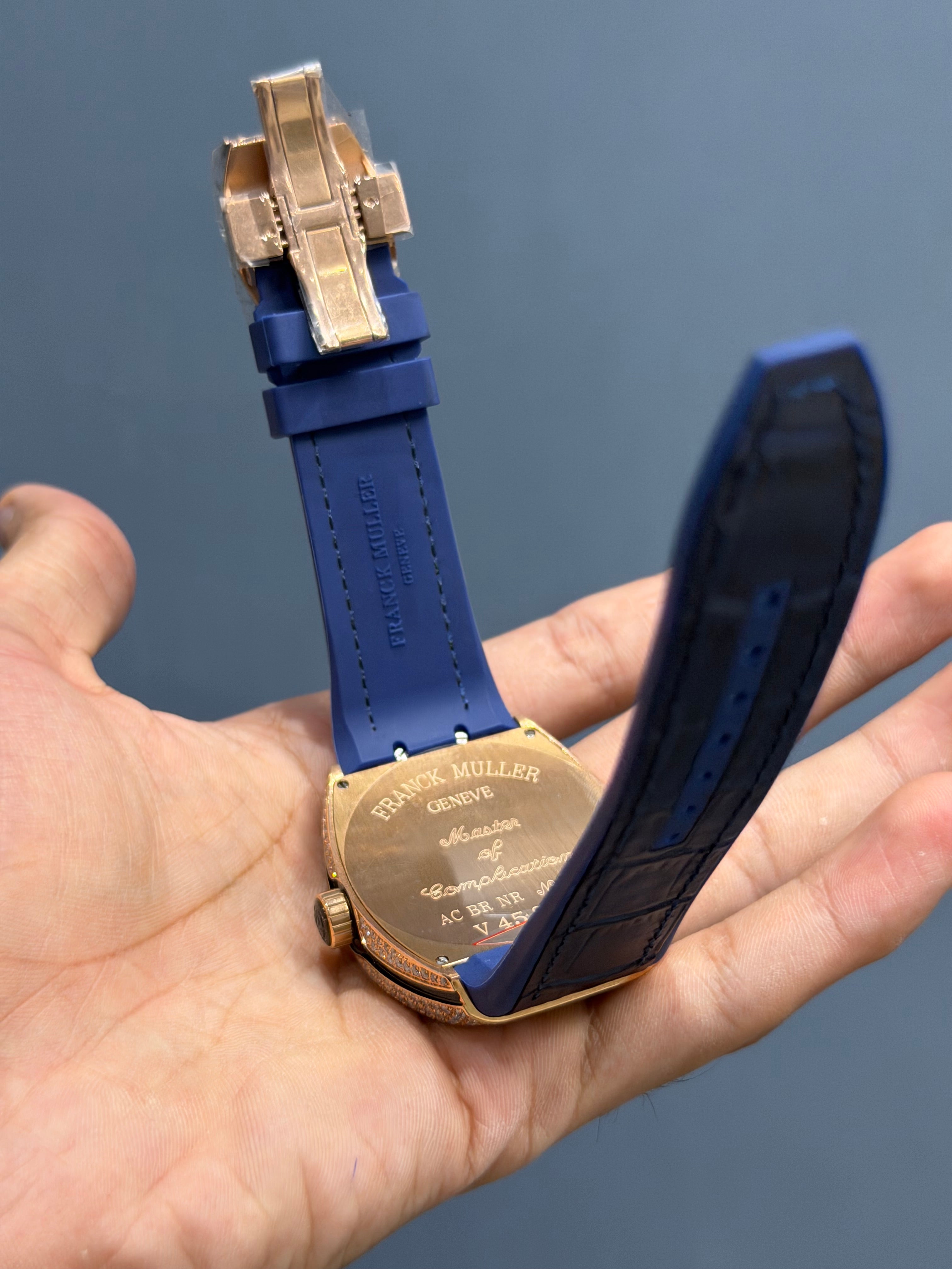 NEW COLLECTION ROSE GOLD STONE CASE BLUE DIAL WITH BLUE STRAP