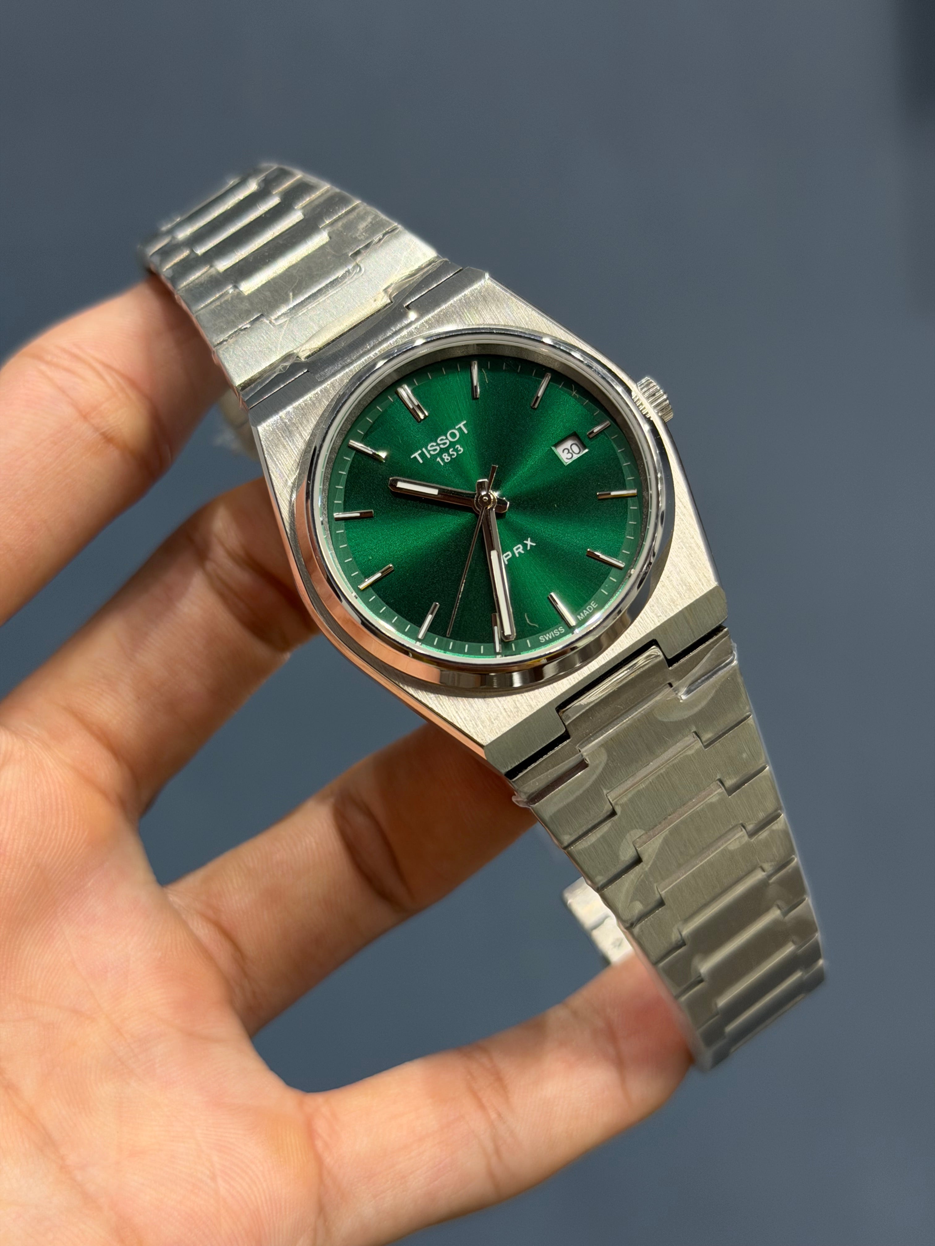 NEW COLLECTION SILVER WITH GREEN PLAIN DIAL STAINLESS STEEL AUTOMATIC WATCH