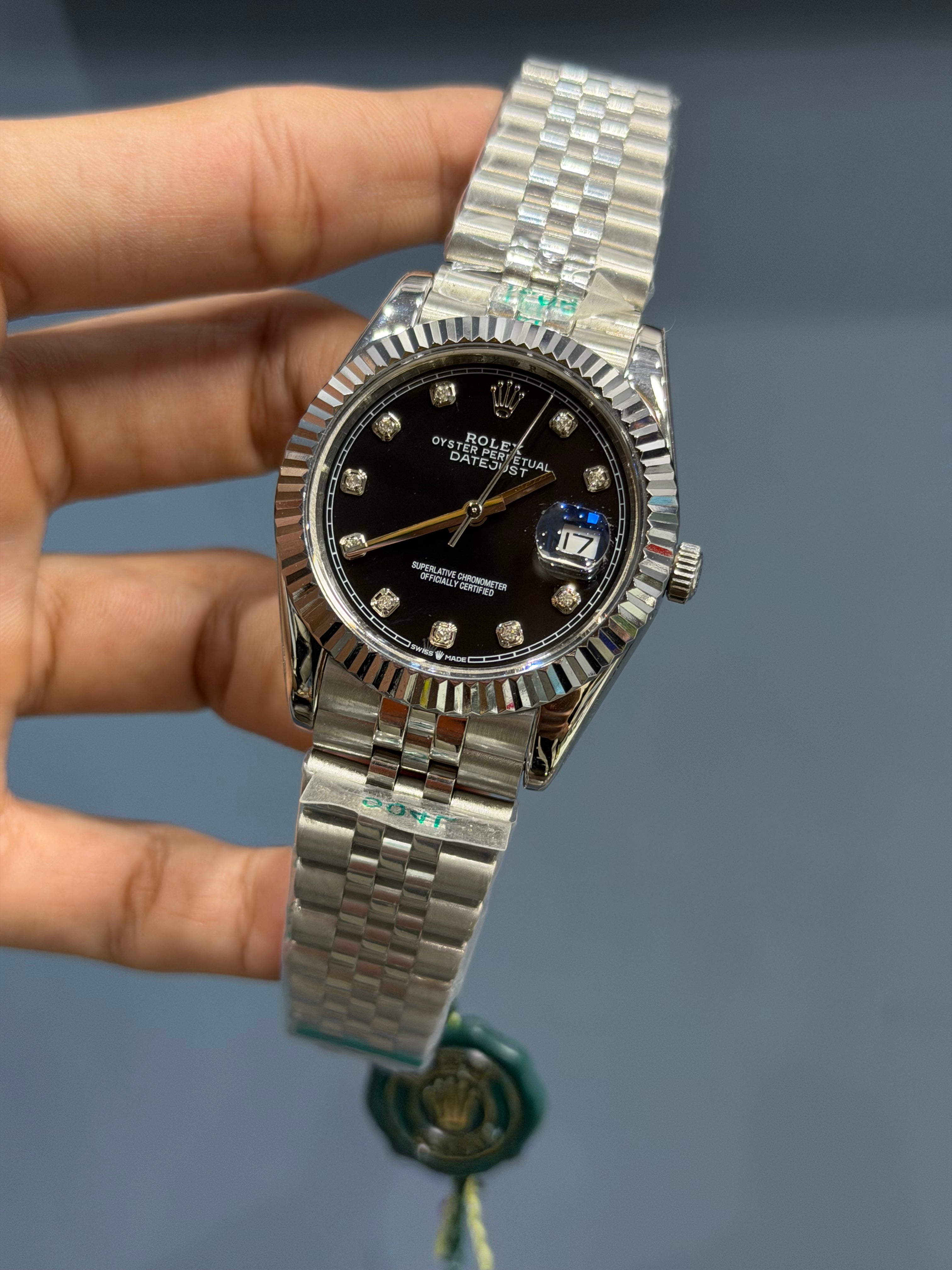 NEW COLLECTION 40 SILVER WITH DARK BLACK DIAL & FLUTED BEZEL YZ FACTORY