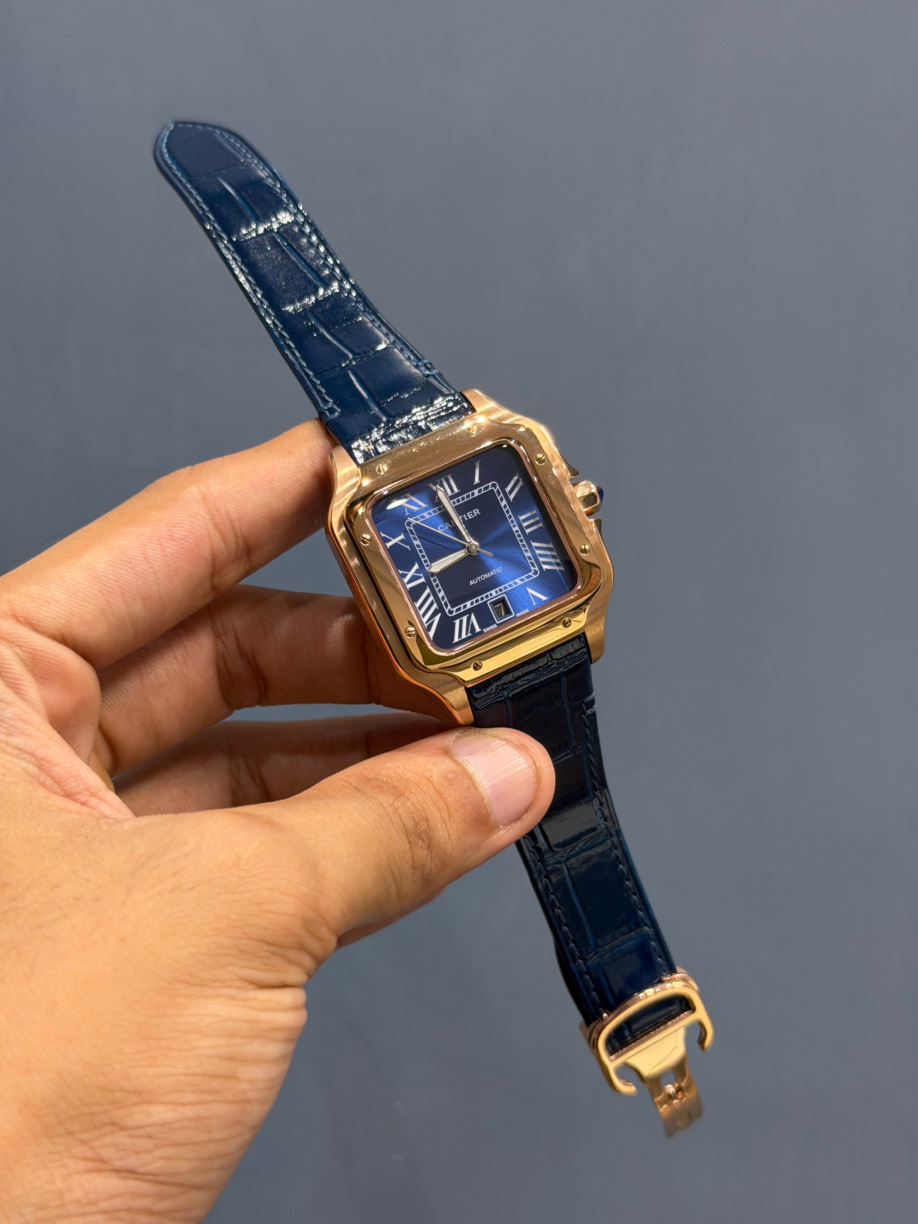 NEW COLLECTION ROSE CASE WITH BLUE DIAL & BLUE LEATHER STRAP