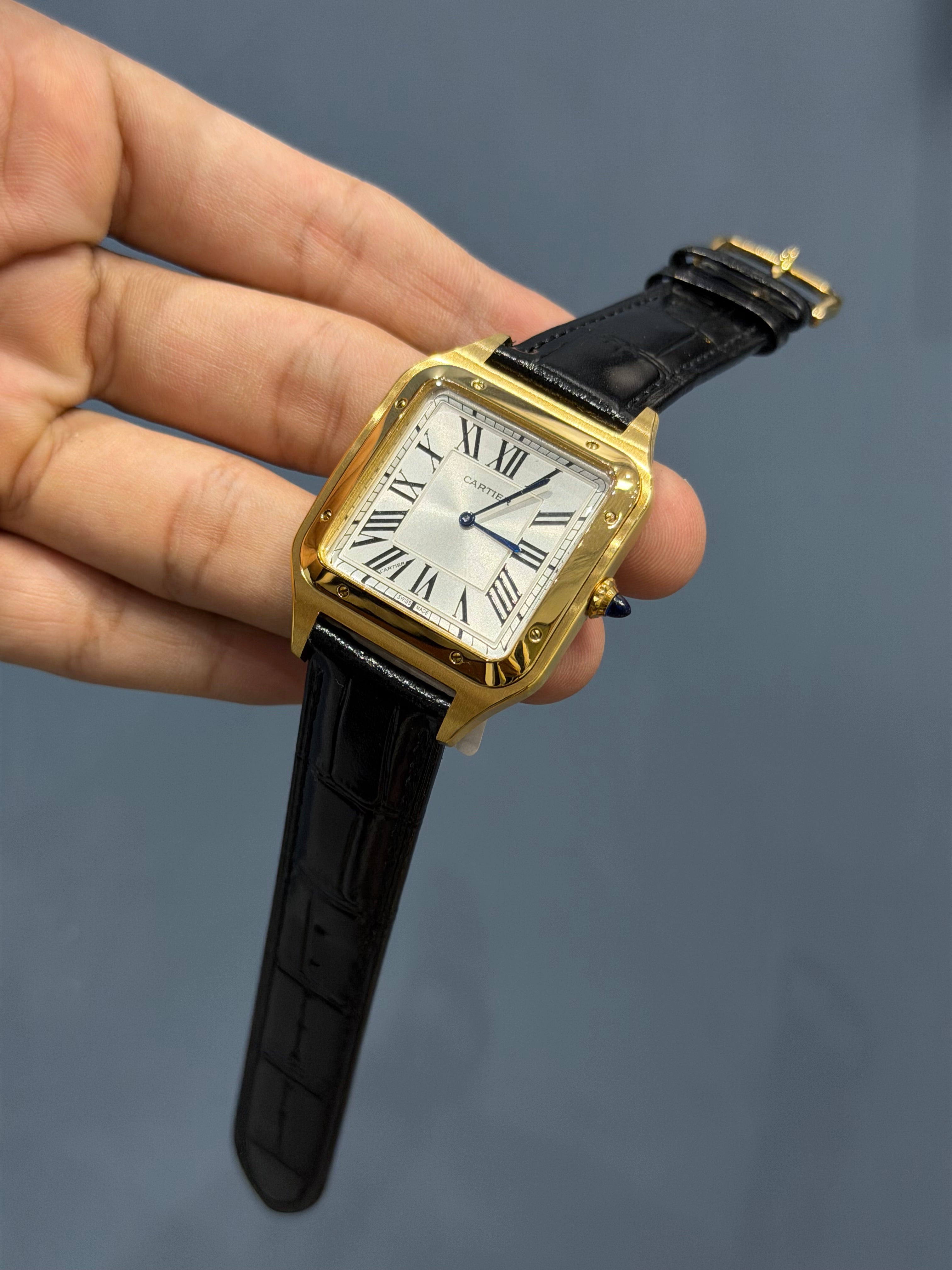 NEW COLLECTION GOLDEN CASE WITH WHITE DIAL & BLACK LEATHER STRAP