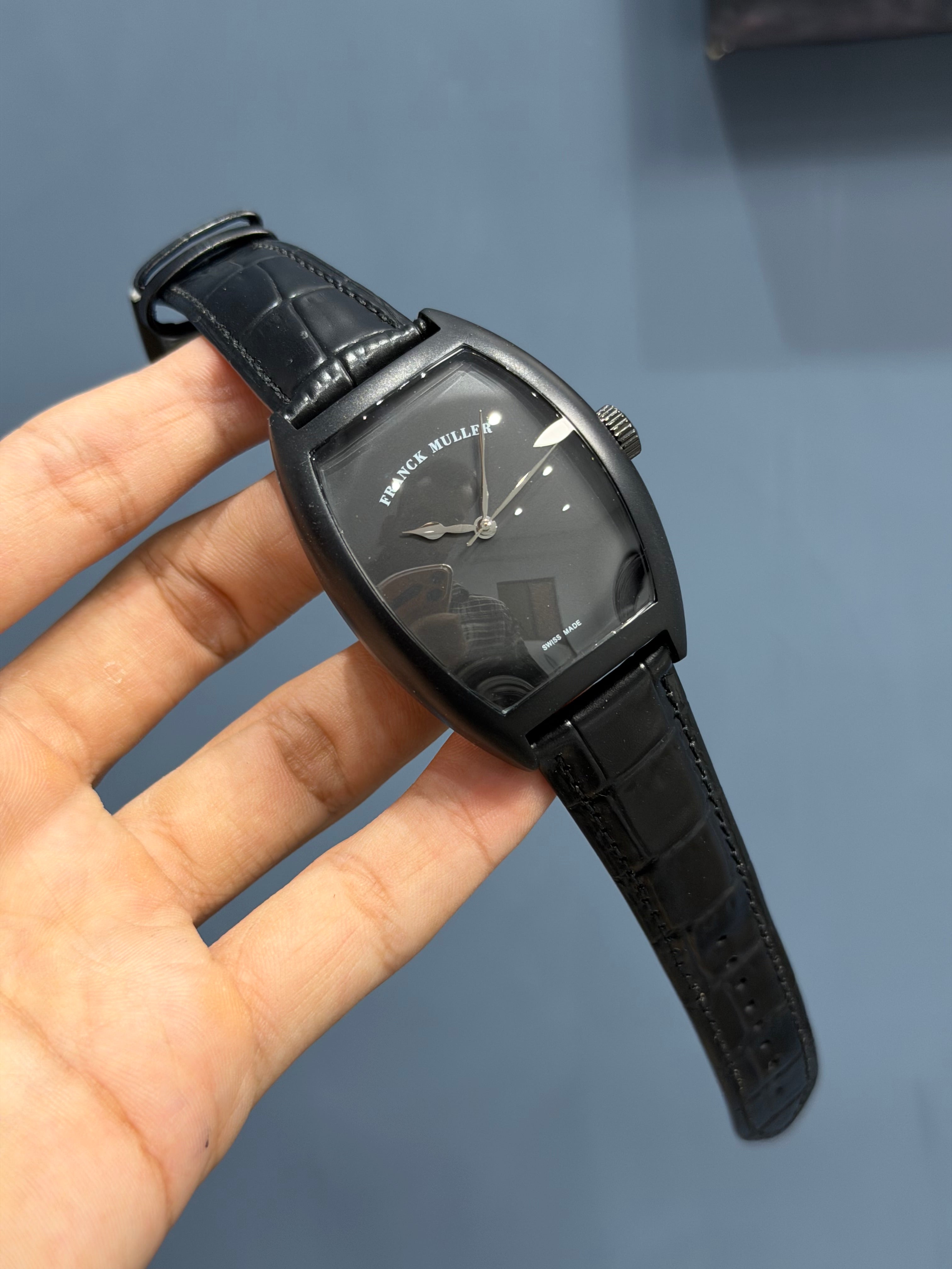 NEW COLLECTION FULL BLACK CASE WITH BLACK DIAL AND BLACK LEATHER STRAP