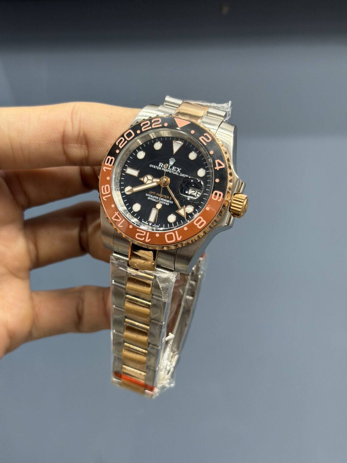 NEW COLLECTION 40 ROSE TWOTONE WITH BLACK DIAL & ROOTBEAR BEZEL AUTOMATIC WATCH ZR FACTORY