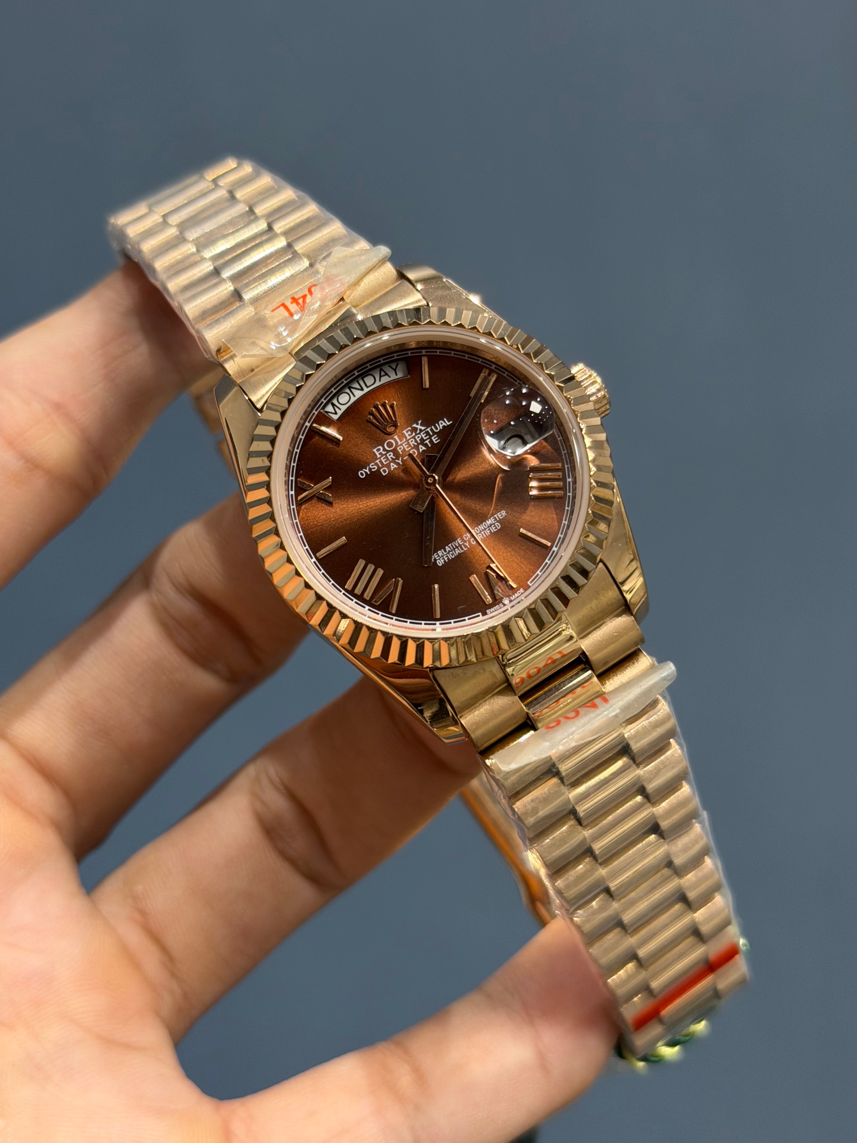 NEW COLLECTION 36 ROSE WITH CHOCO DIAL FLUTED BEZEL ROMAN AUTOMATIC WATCH YZ FACTORY