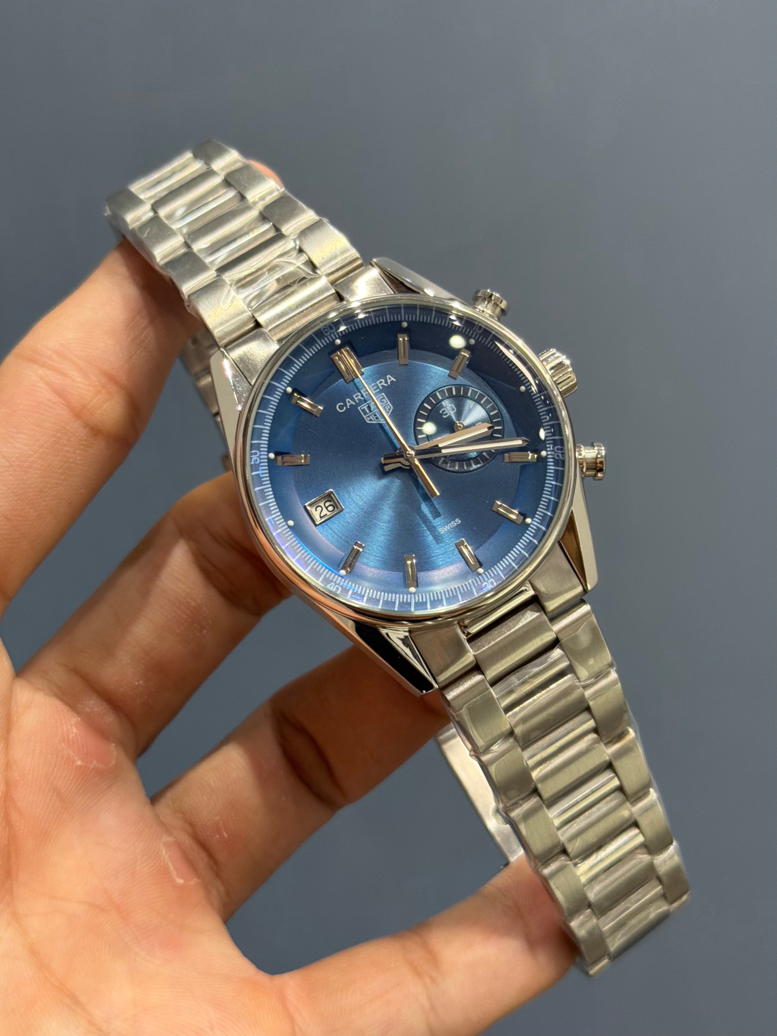 NEW COLLECTION CHRONOGRAPH HORSE EDITION SILVER WITH BLUE DIAL MENS WATCH