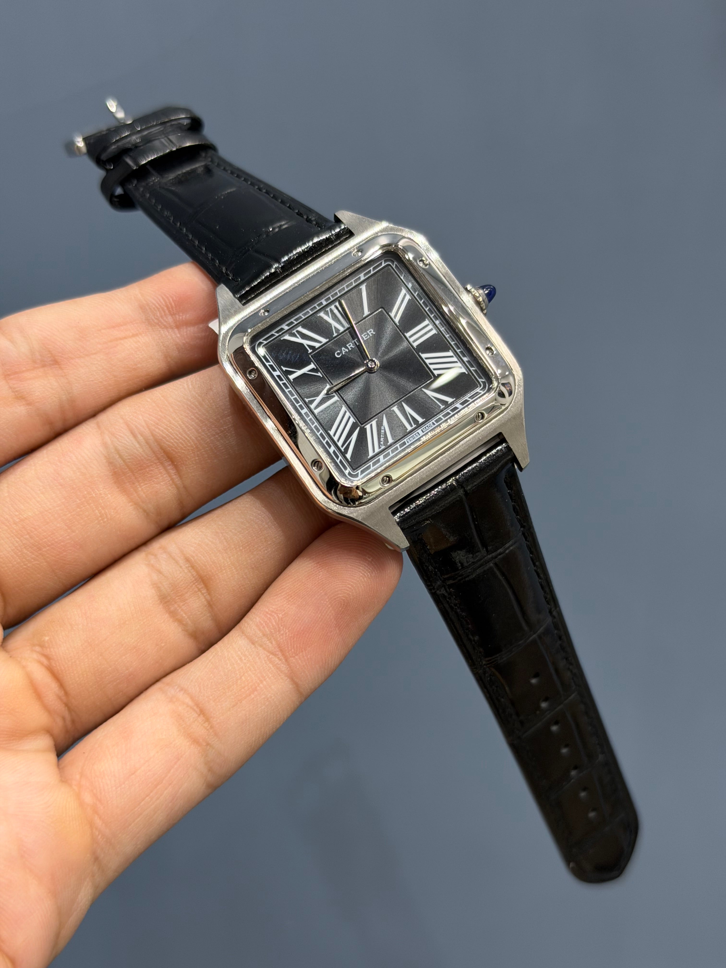 NEW COLLECTION SILVER CASE WITH BLACK DIAL & BLACK LEATHER STRAP