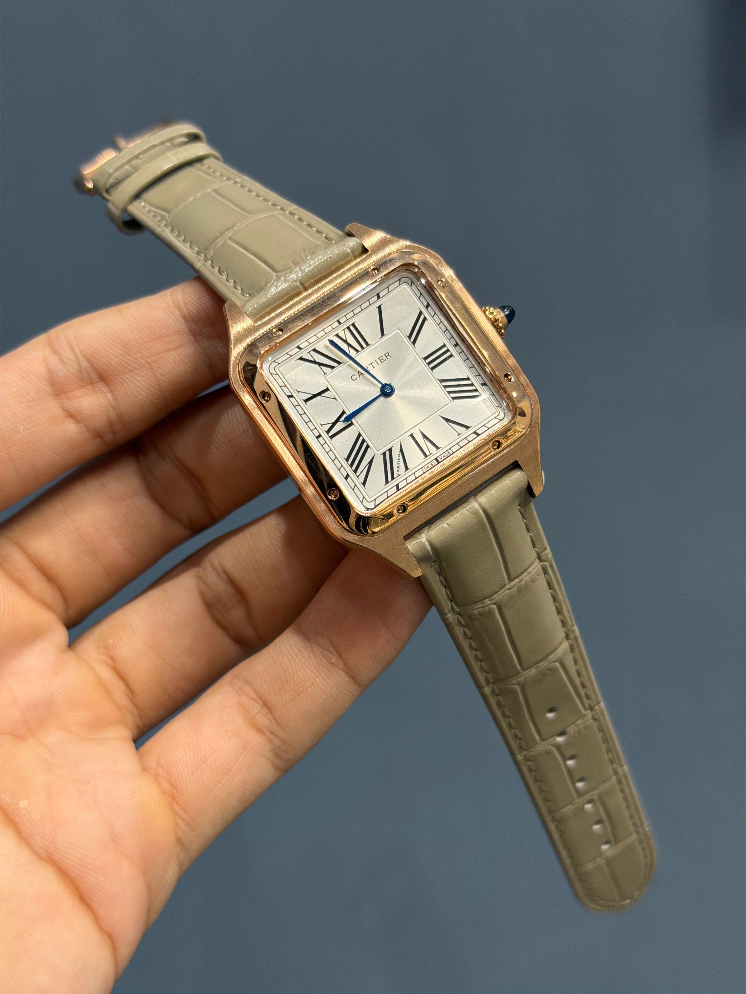 NEW COLLECTION ROSE CASE WITH WHITE DIAL & CREAM LEATHER STRAP