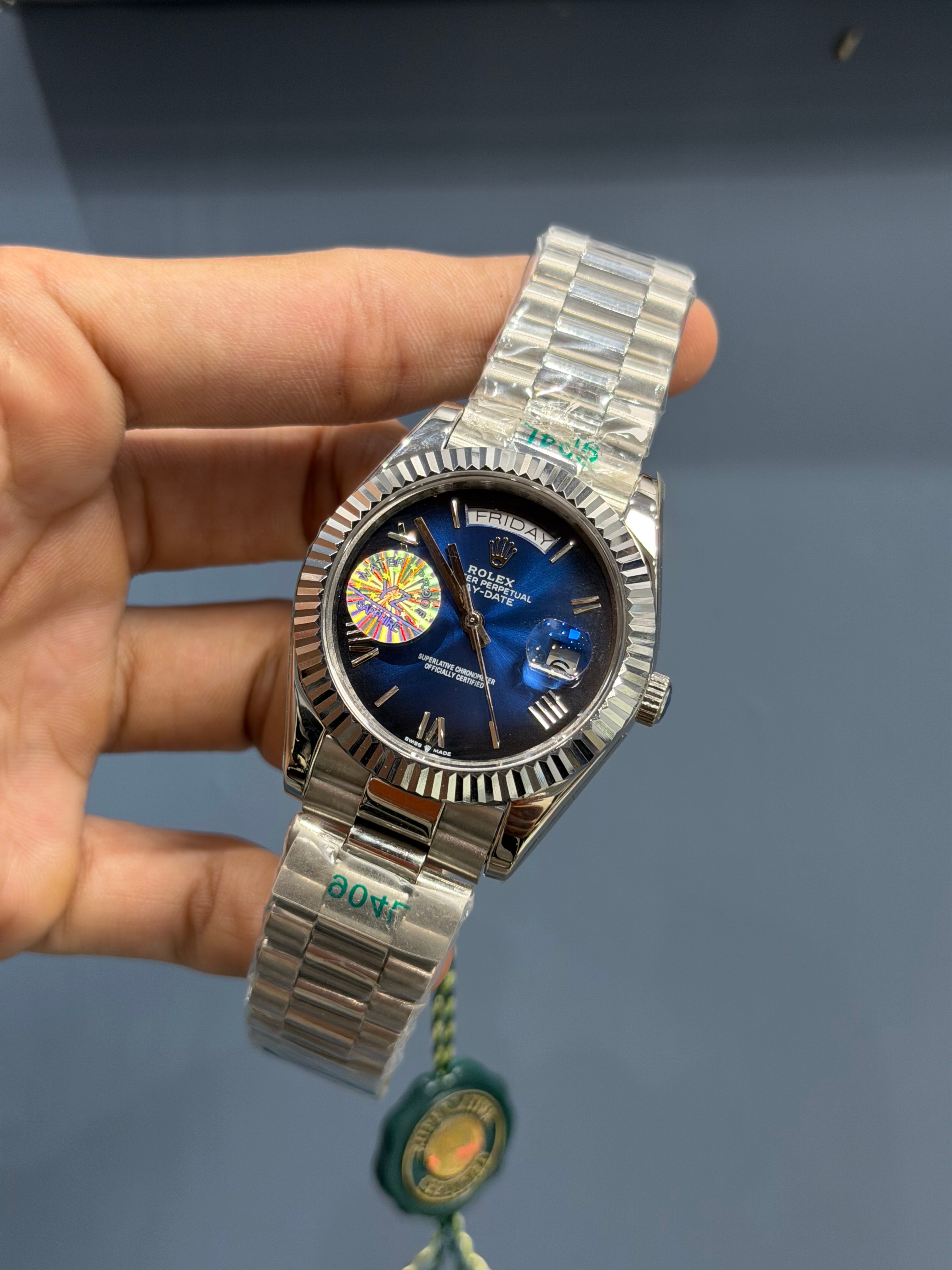 NEW COLLECTION 40MM SILVER WITH BLUE DIAL ROMAN FIGURE FLUTED BEZEL YZ FACTORY