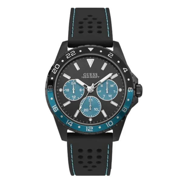 Guess Men’s Quartz Silicone Strap Black Dial 44mm Watch W1108G5