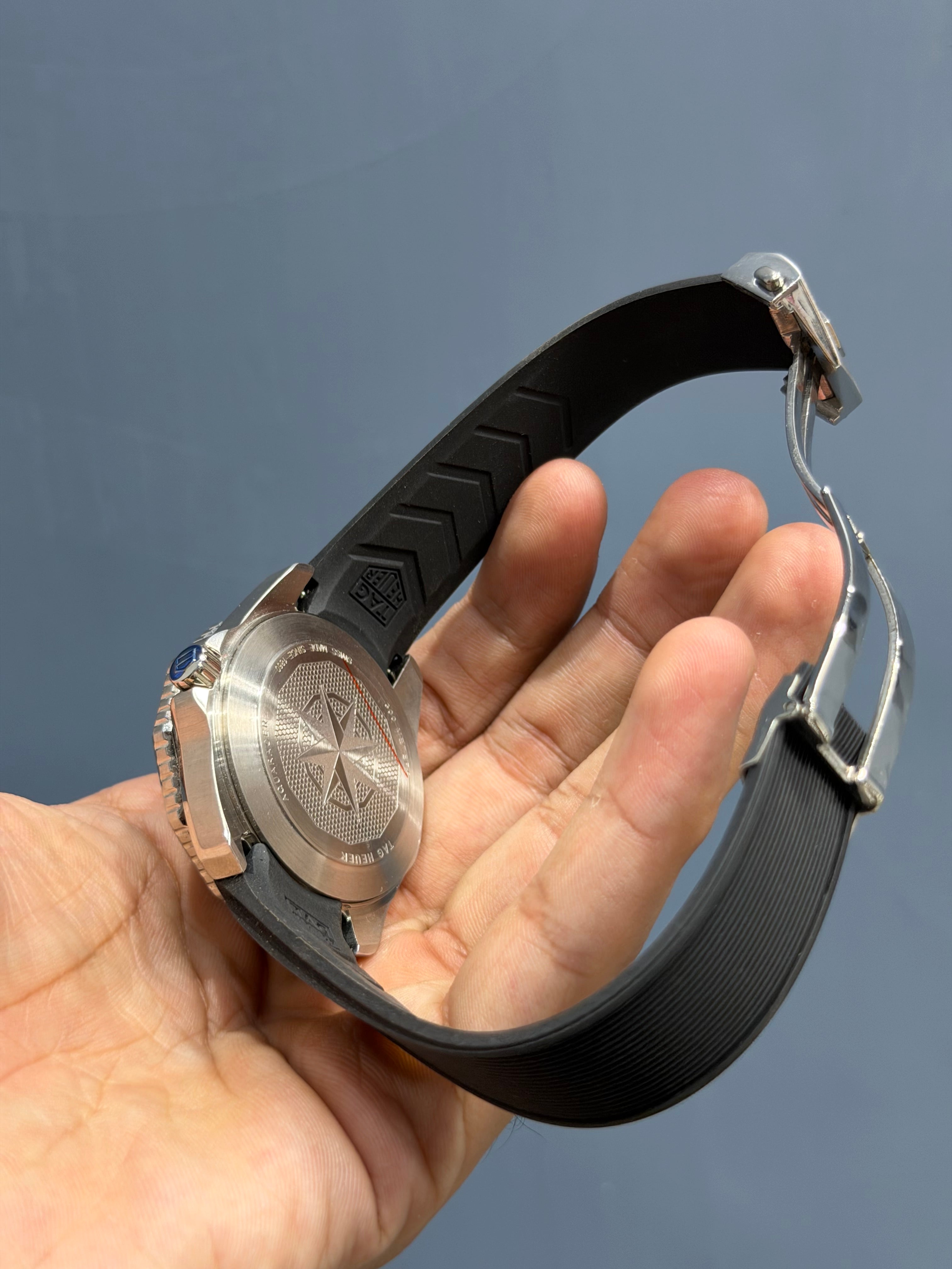 NEW COLLECTION SILVER WITH BLUE DIAL & BLACK SILICONE STRAP AUTOMATIC WATCH