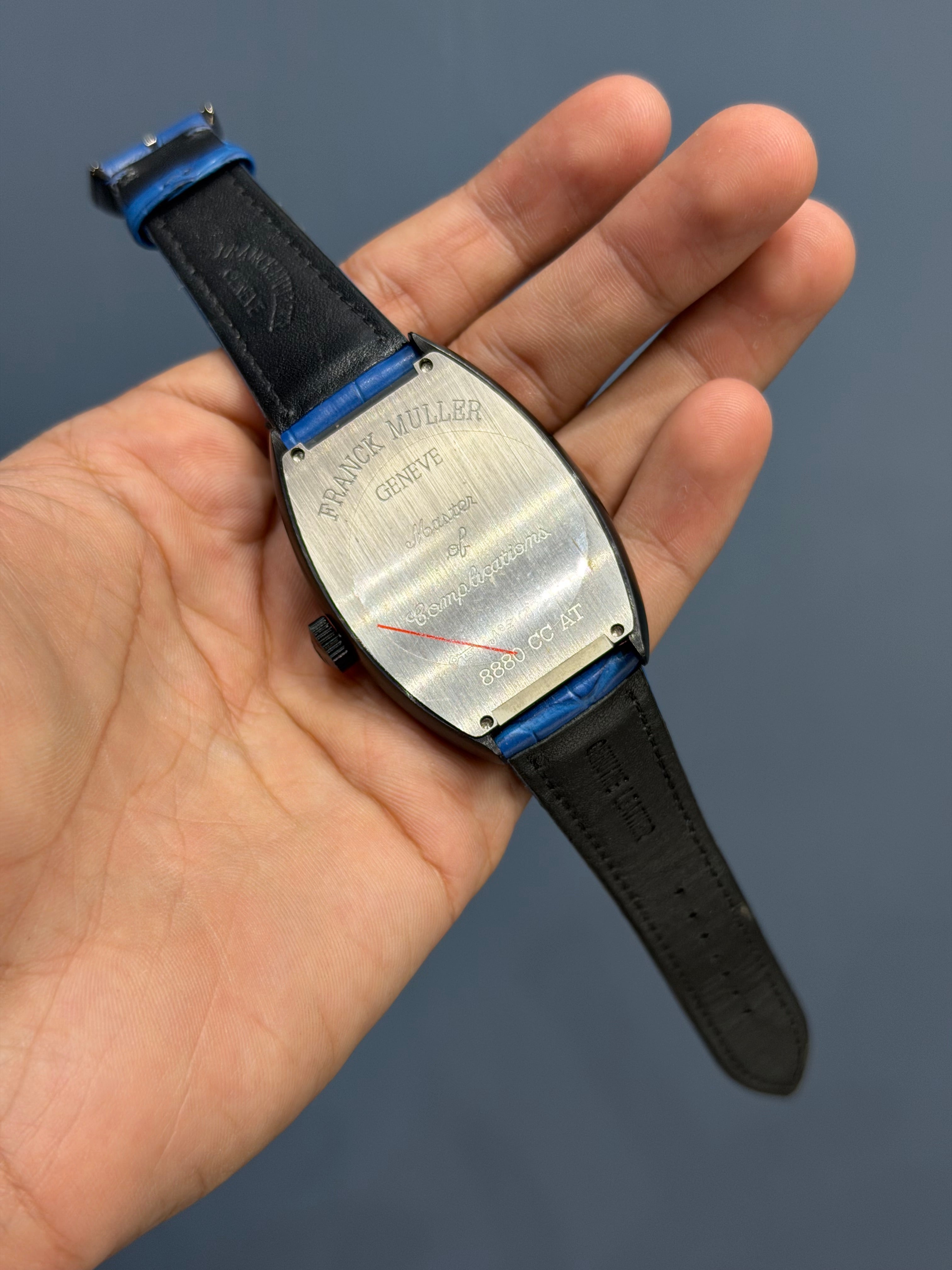 NEW COLLECTION CRAZY HOUR BLACK CASE WITH BLUE DIAL & BLUE LEATHER STRAP