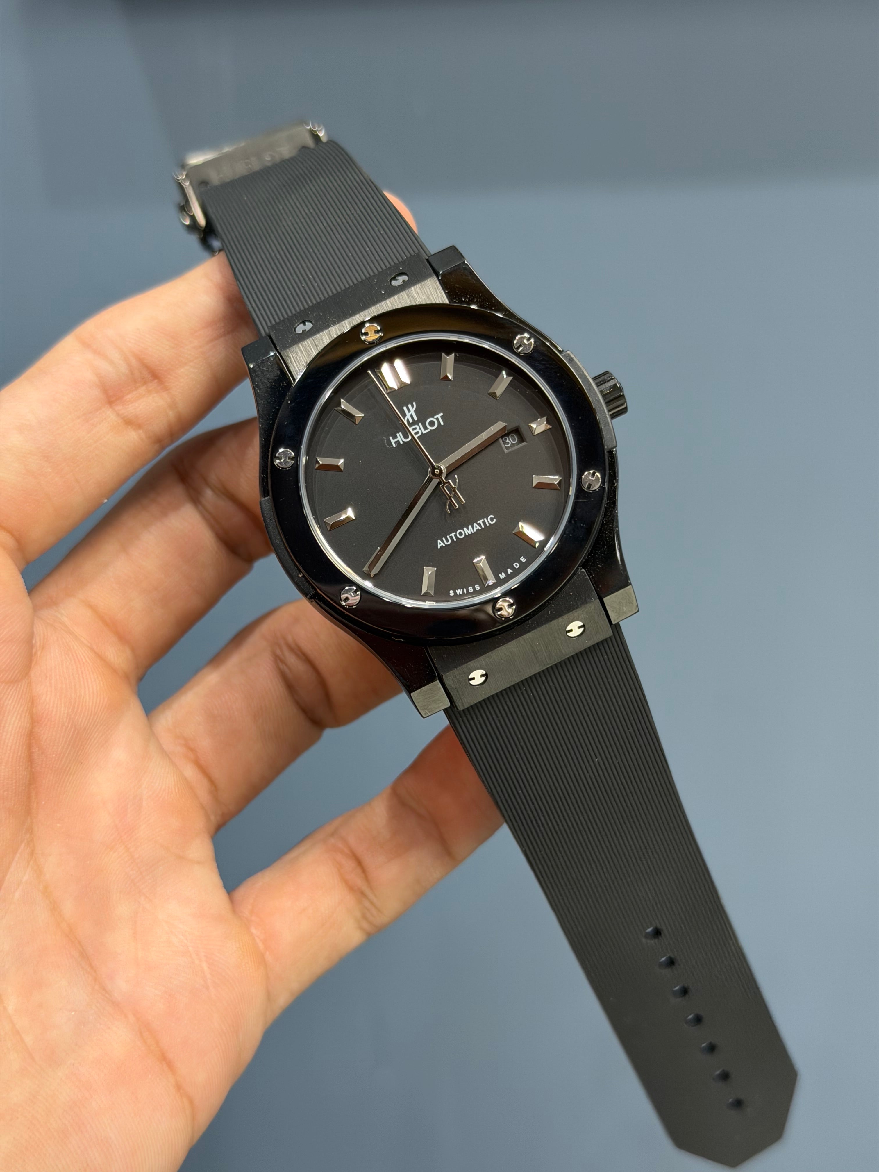 NEW COLLECTION BLACK CASE WITH BLACK DIAL & PVC STRAP