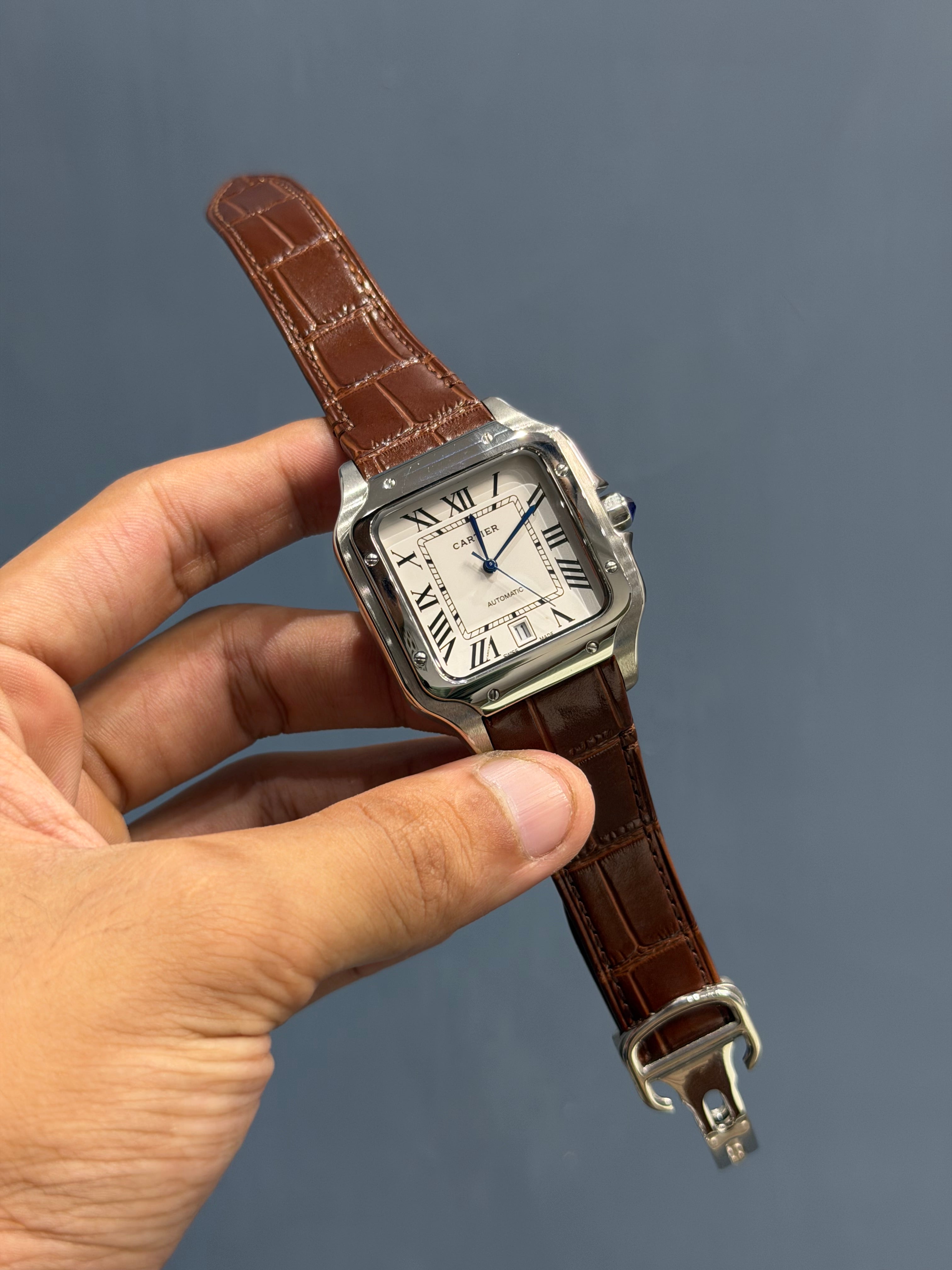 NEW COLLECTION SILVER CASE WITH WHITE DIAL & BROWN LEATHER STRAP
