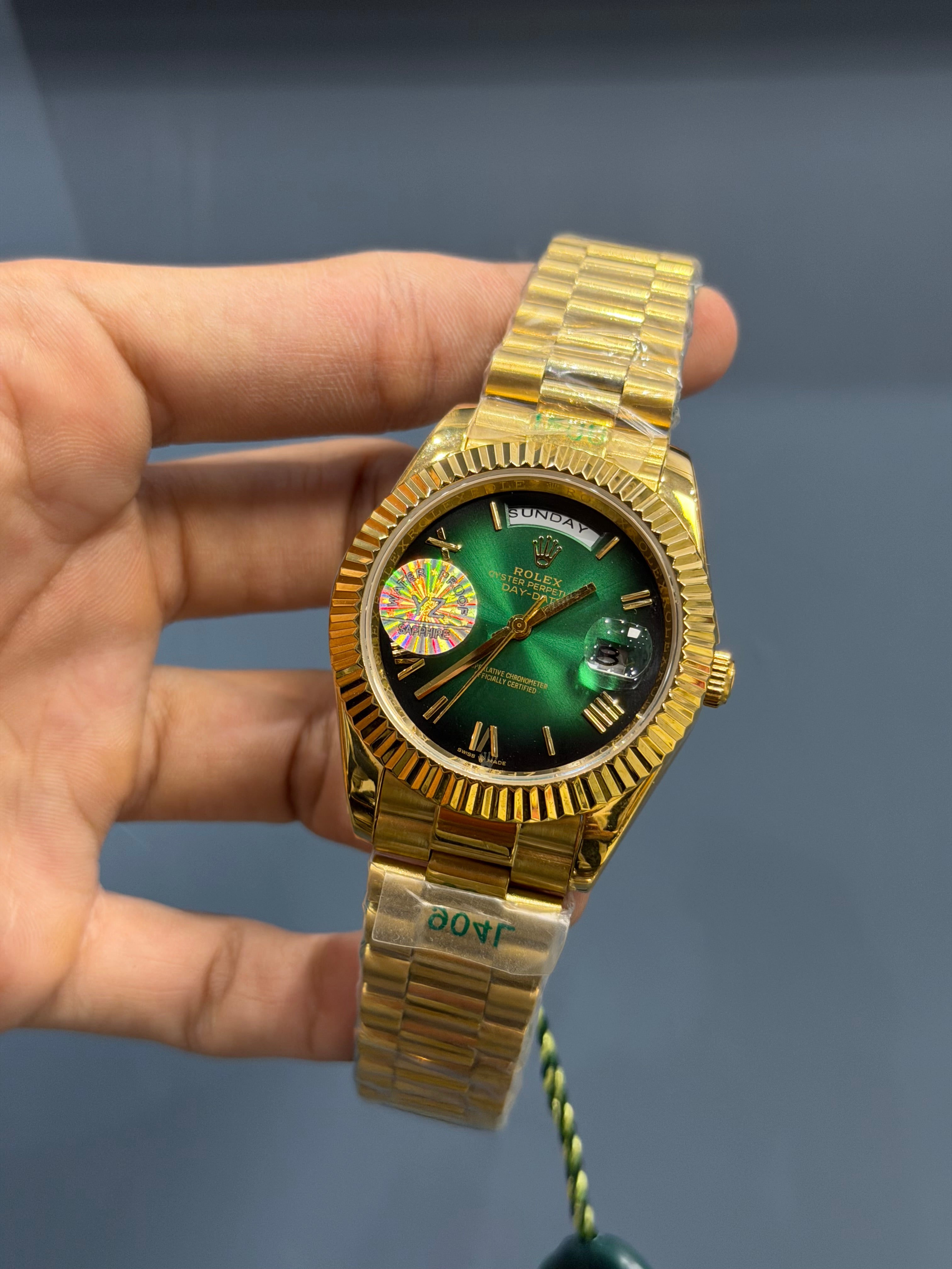 NEW COLLECTION 40MM YELLOW GOLD WITH SMOKE GREEN DIAL ROMAN FIGURE YZ MADE
