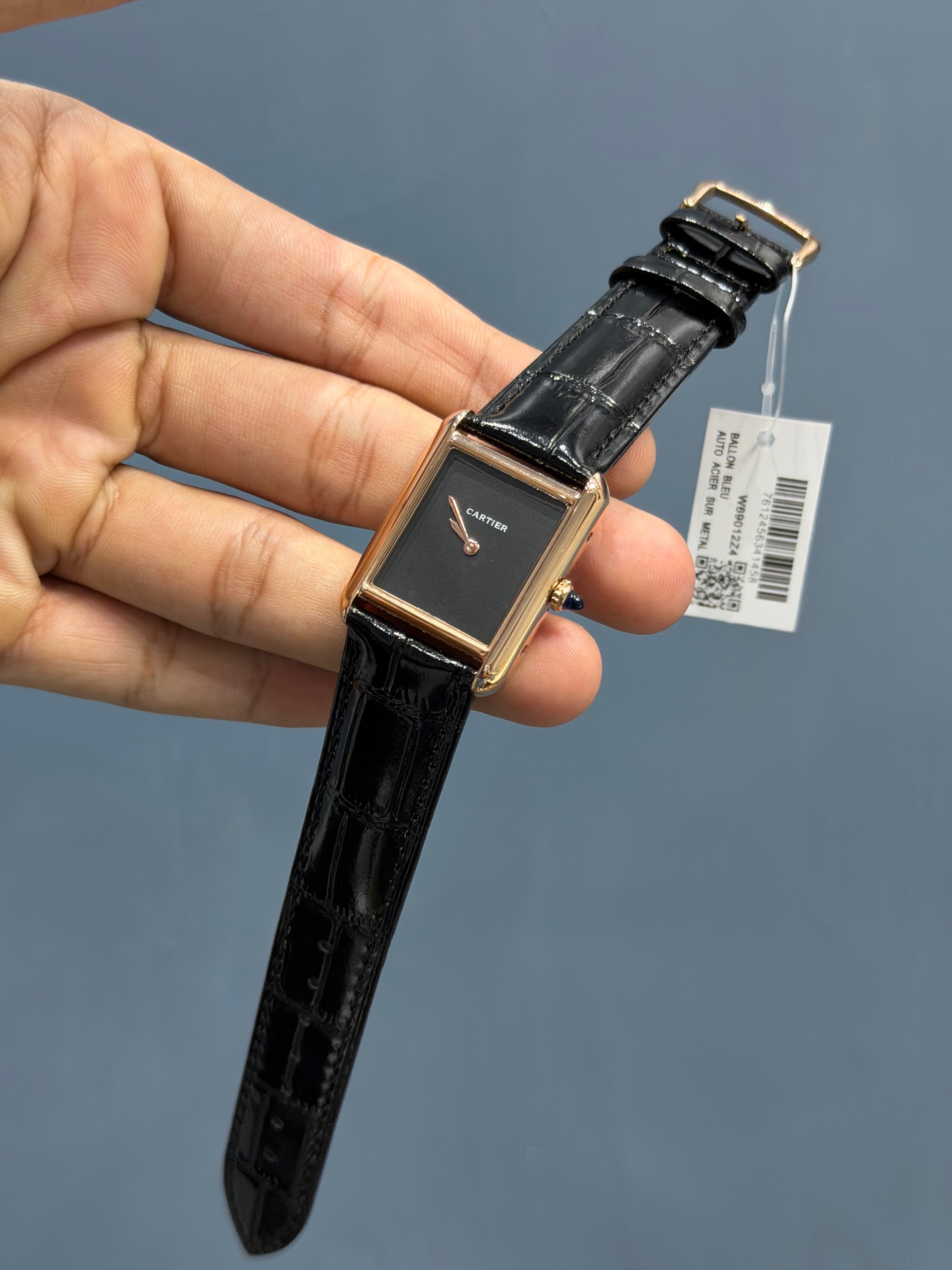 NEW COLLECTION 36MM ROSE GOLD CASE WITH BLACK DIAL & LEATHER STRAP WATCH