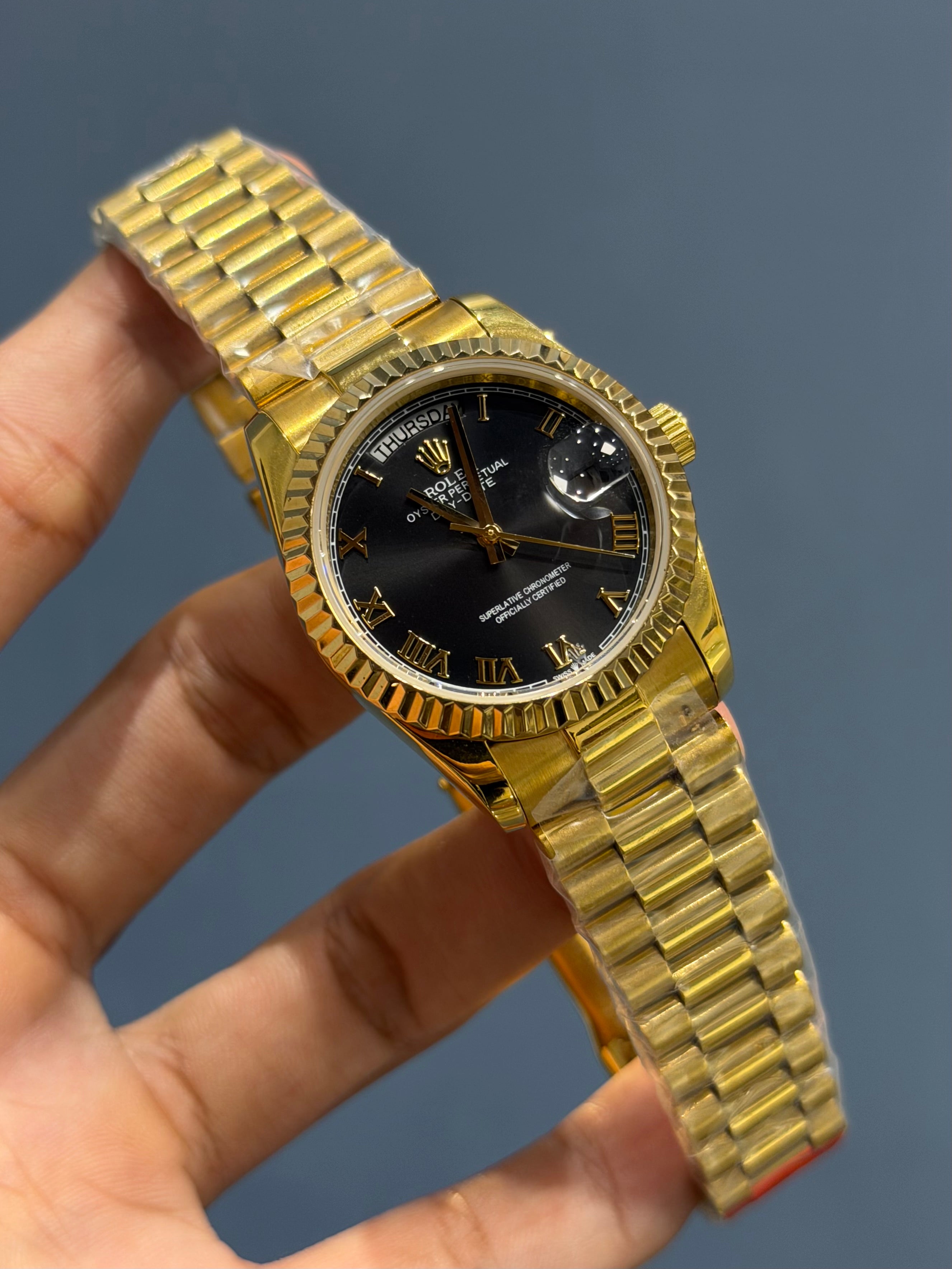 NEW COLLECTION 36 GOLD WITH BLACK DIAL AUTOMATIC WATCH YZ FACTORY