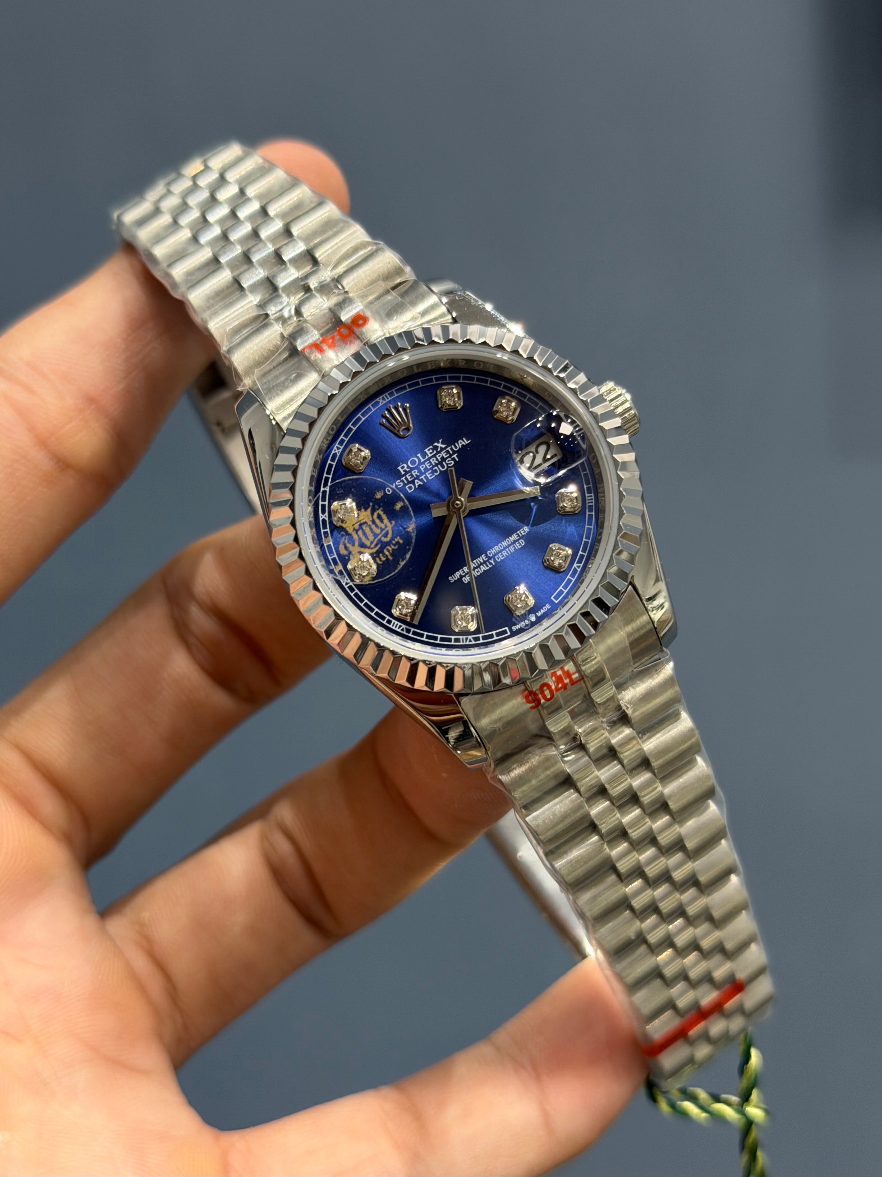 NEW COLLECTION 36 SILVER WITH DARK BLUE DIAL & FLUTED BEZEL YZ FACTORY