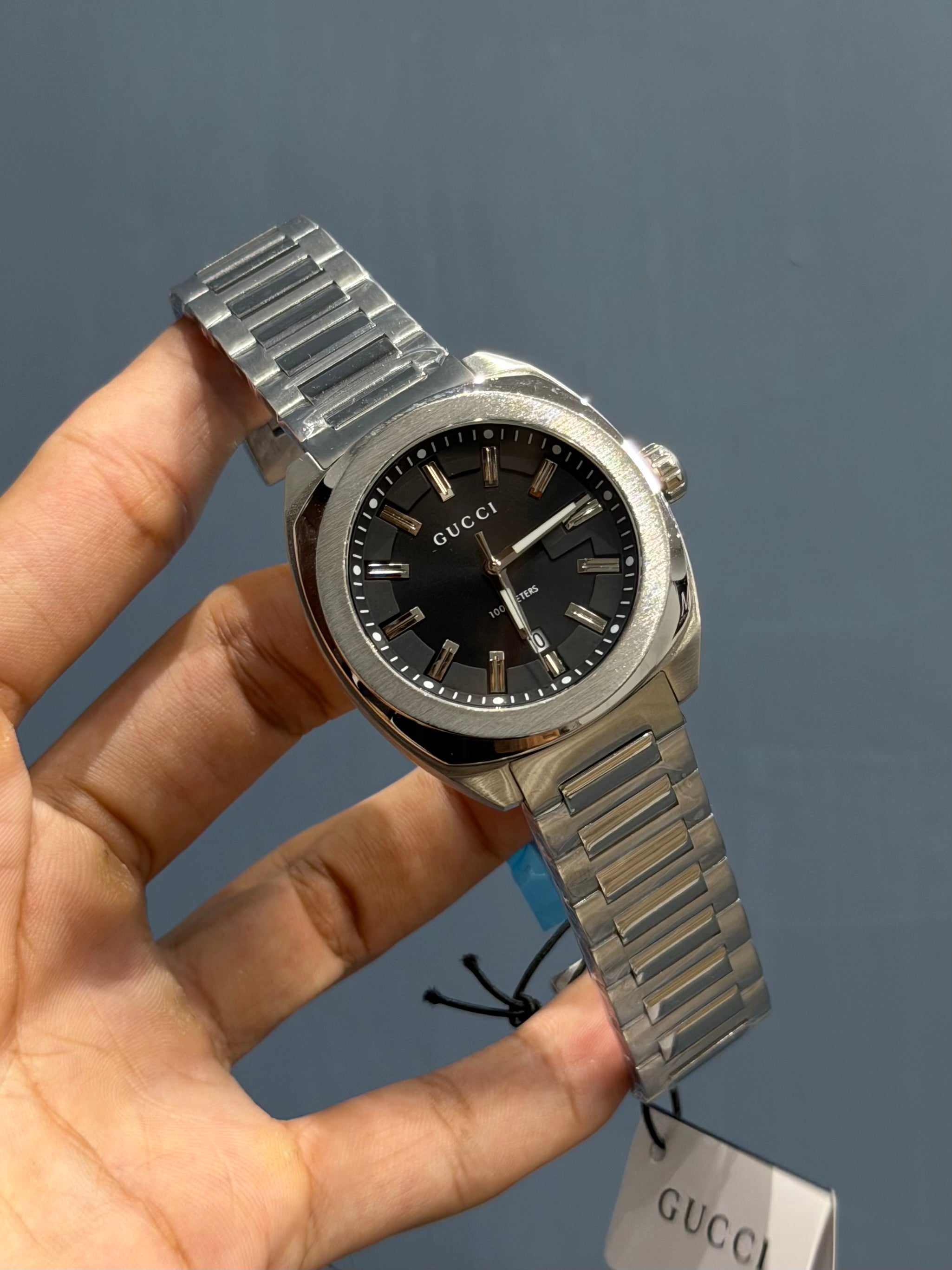 NEW COLLECTION SILVER WITH BLACK DIAL CHAIN WATCH