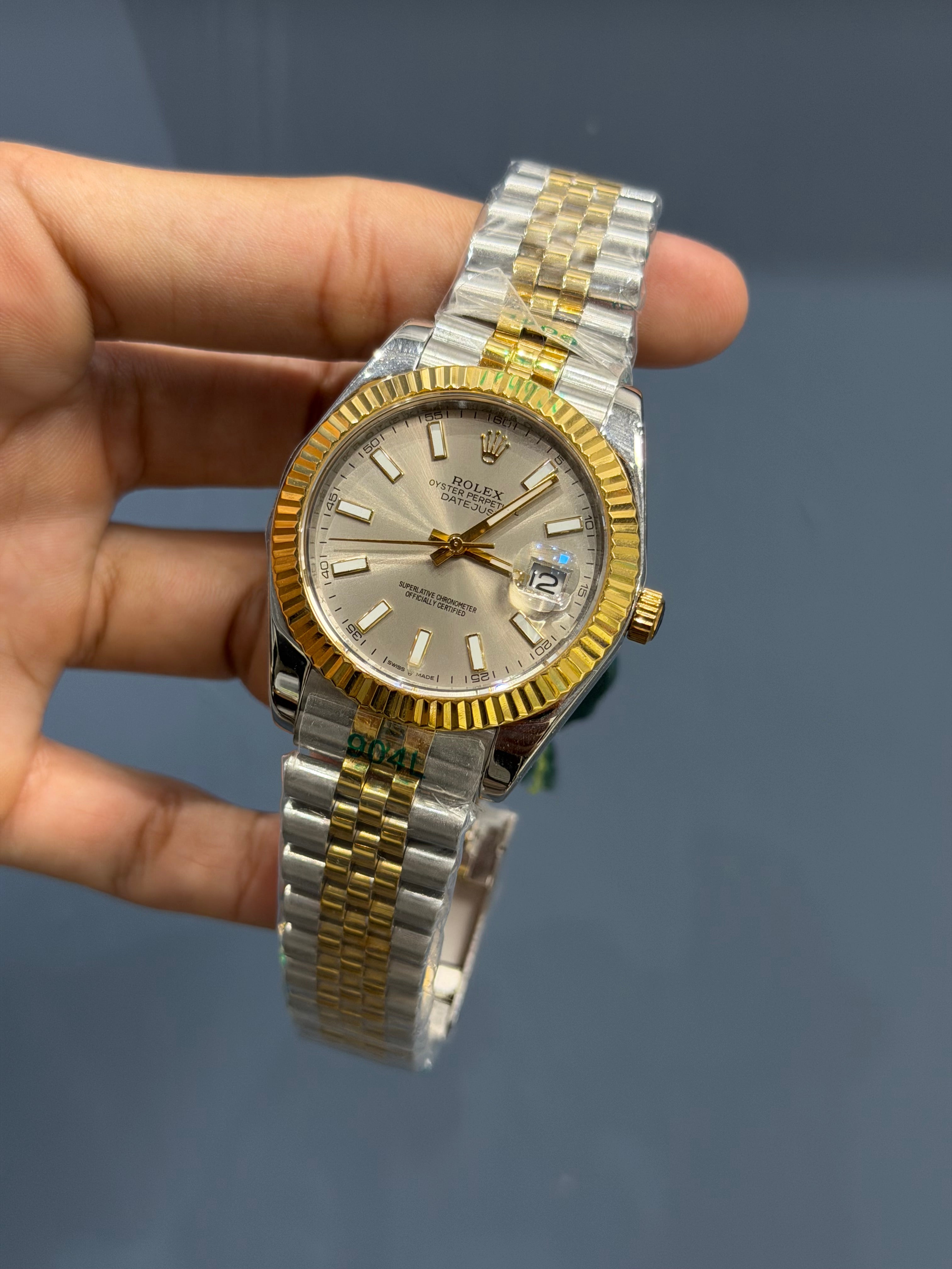 NEW COLLECTION 40 YELLOW TWOTONE WITH GREY DIAL AUTOMATIC WATCH YZ MADE
