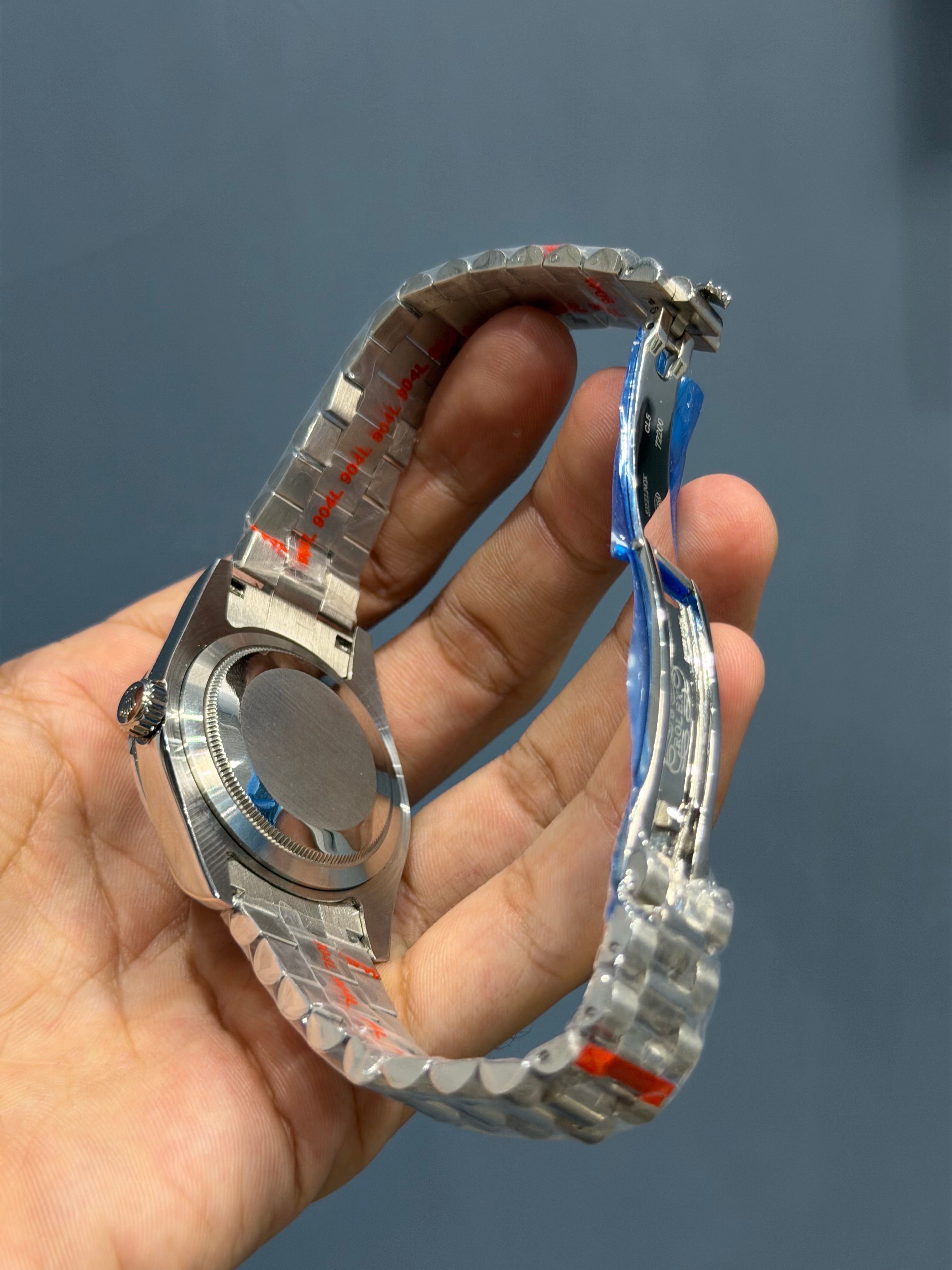 NEW COLLECTION 40 SILVER WITH BLUE DIAL STONE NUMERAL & FLUTED BEZEL ZR FACTORY