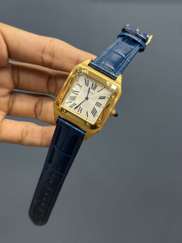 NEW COLLECTION GOLDEN CASE WITH WHITE DIAL & BLUE LEATHER STRAP