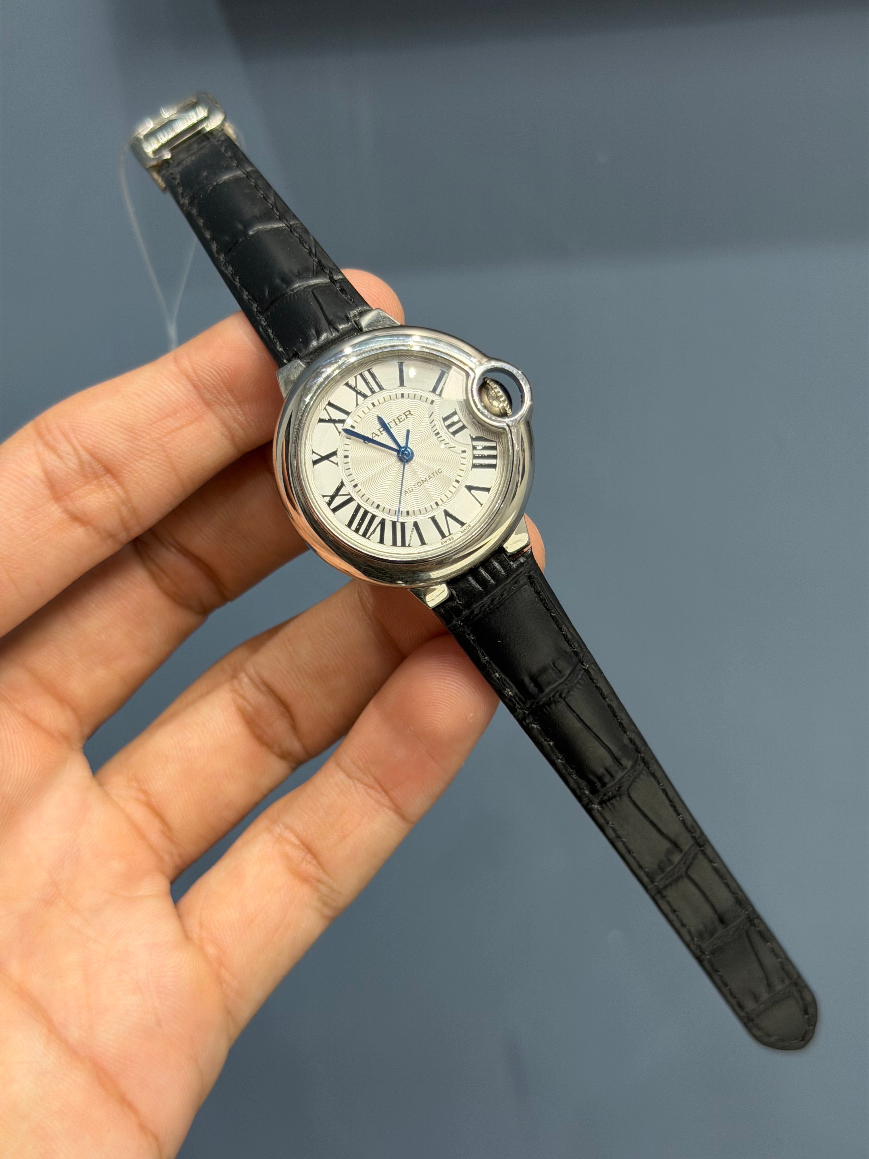 NEW COLLECTION PAIR BALOON SILVER WITH WHITE DIAL & BLACK LEATHER STRAP