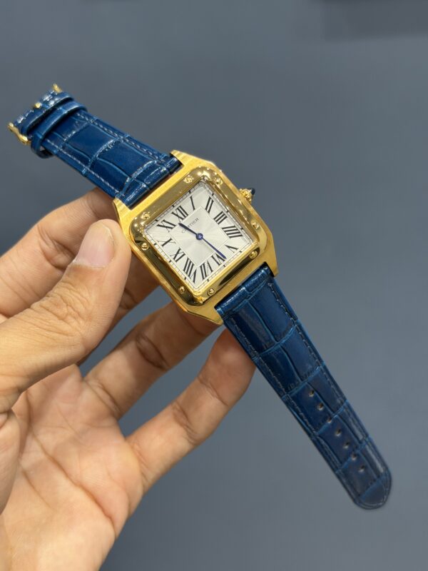 NEW COLLECTION GOLDEN CASE WITH WHITE DIAL & BLUE LEATHER STRAP