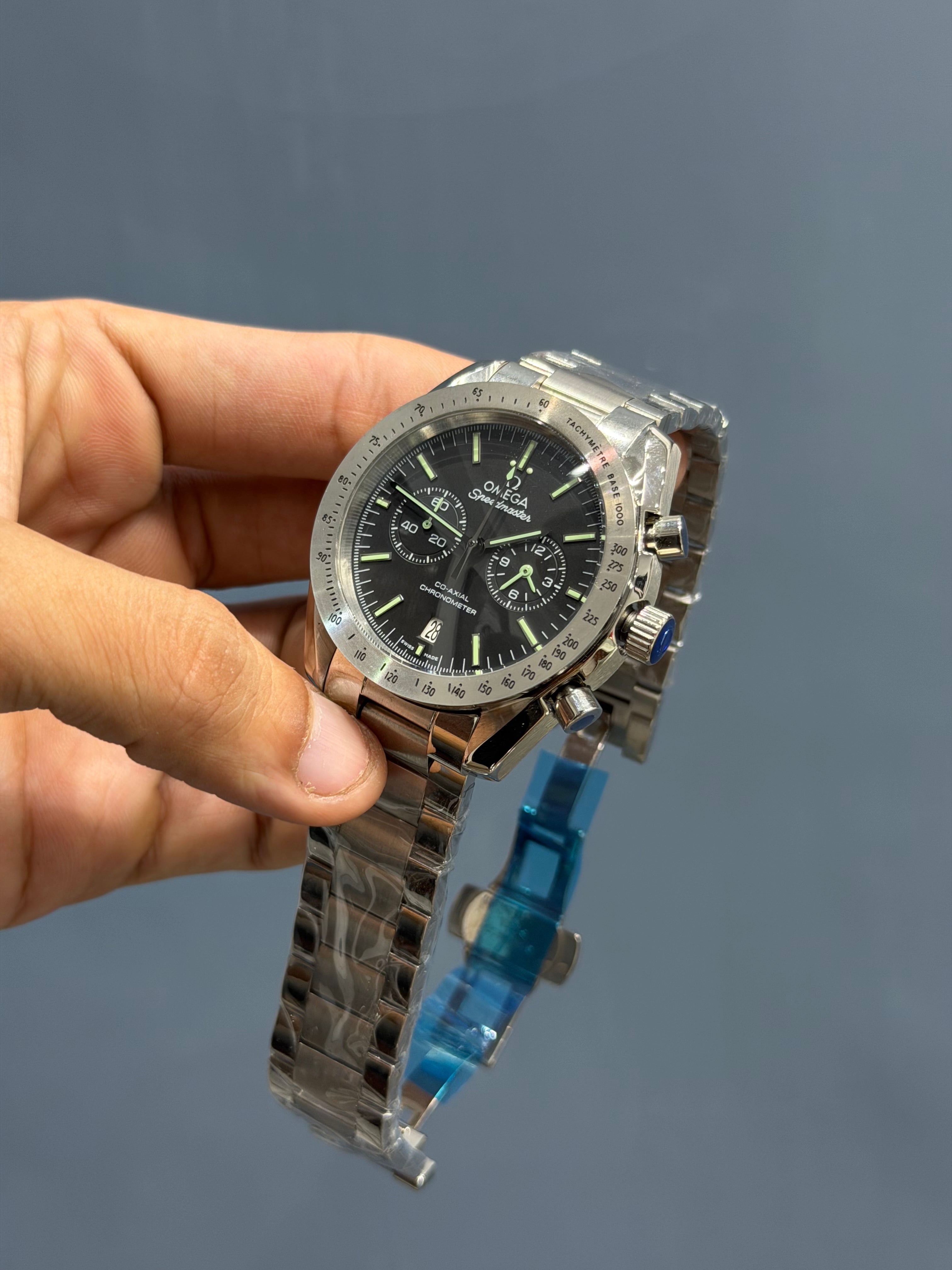 NEW COLLECTION CHRONOGRAPH SILVER CASE WITH BLACK DIAL WATCH