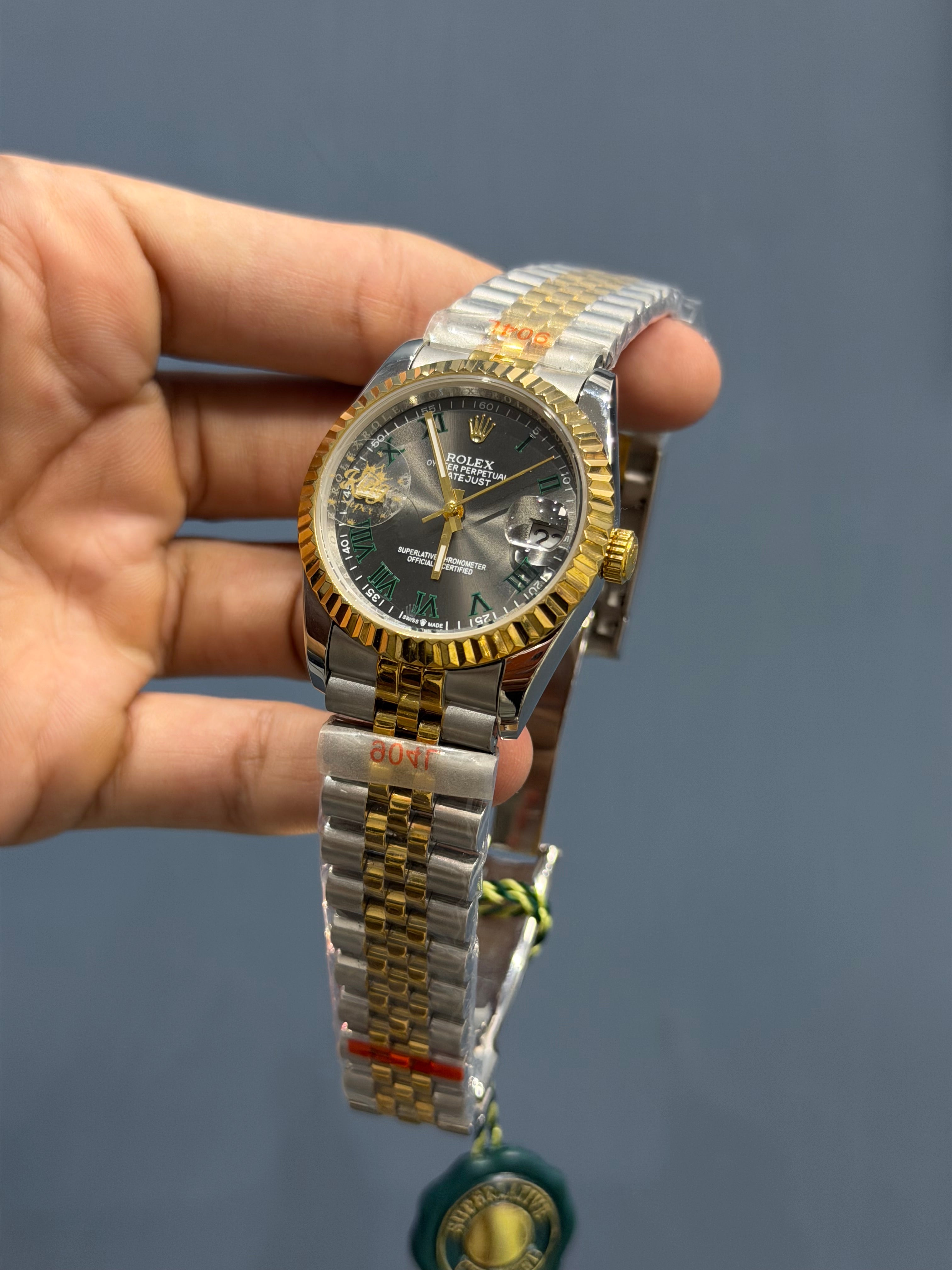 NEW COLLECTION 36 ROSE GOLD TWOTONE WITH WIMDELDON DIAL & FLUTED BEZEL YZ FACTORY